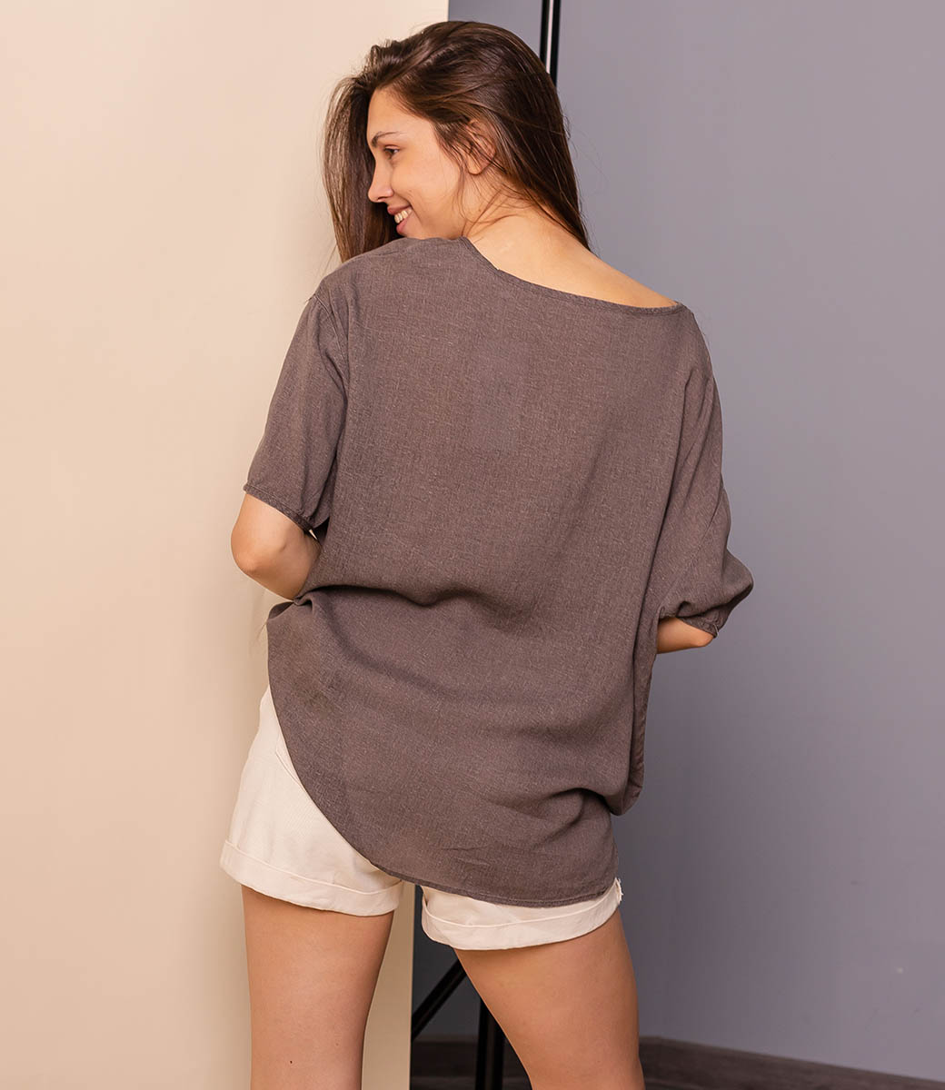 Блузка #КТ1088 (3), коричневый - фото 3