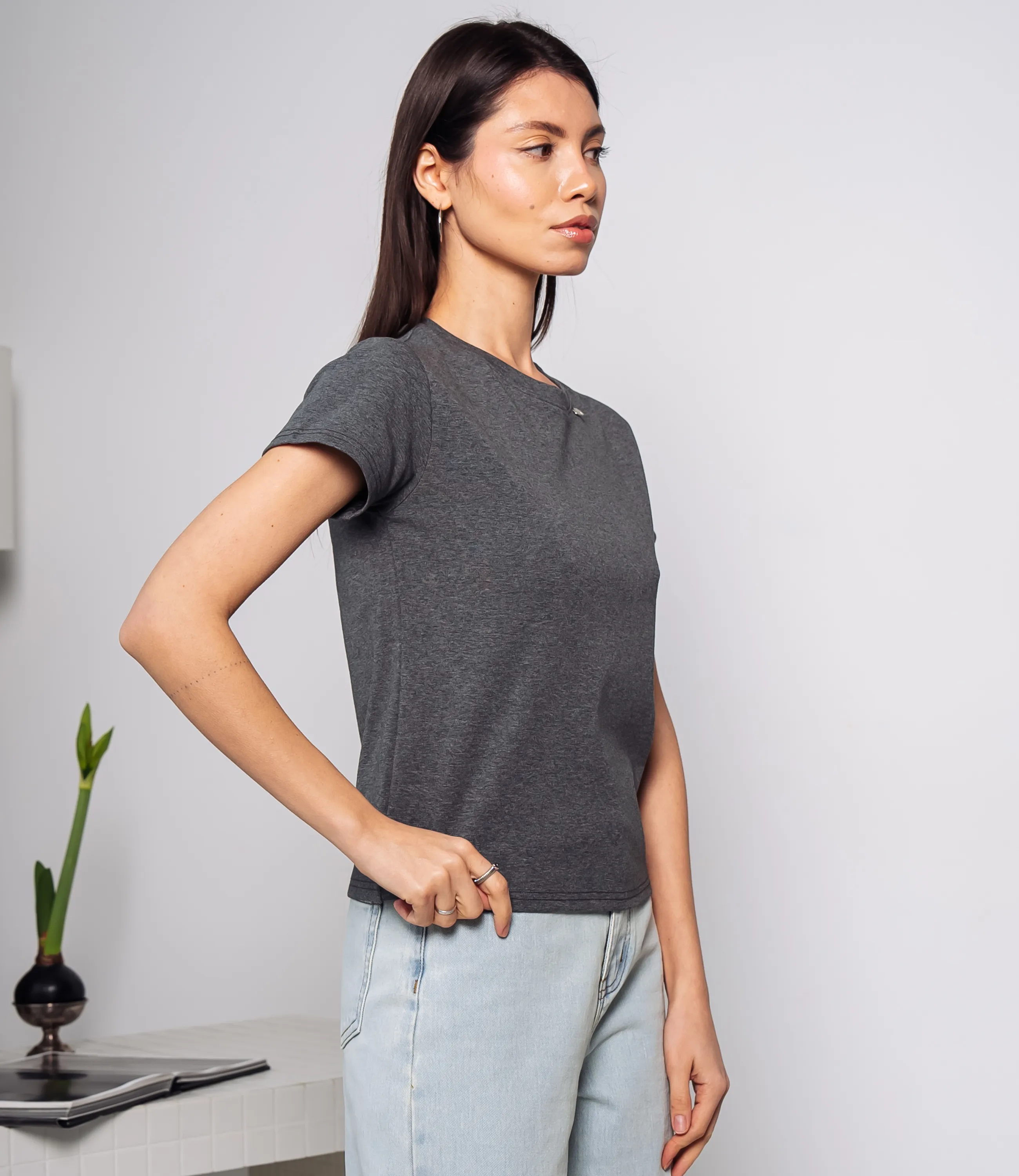 Футболка #КТ250360, тёмно-серый меланж - фото 2