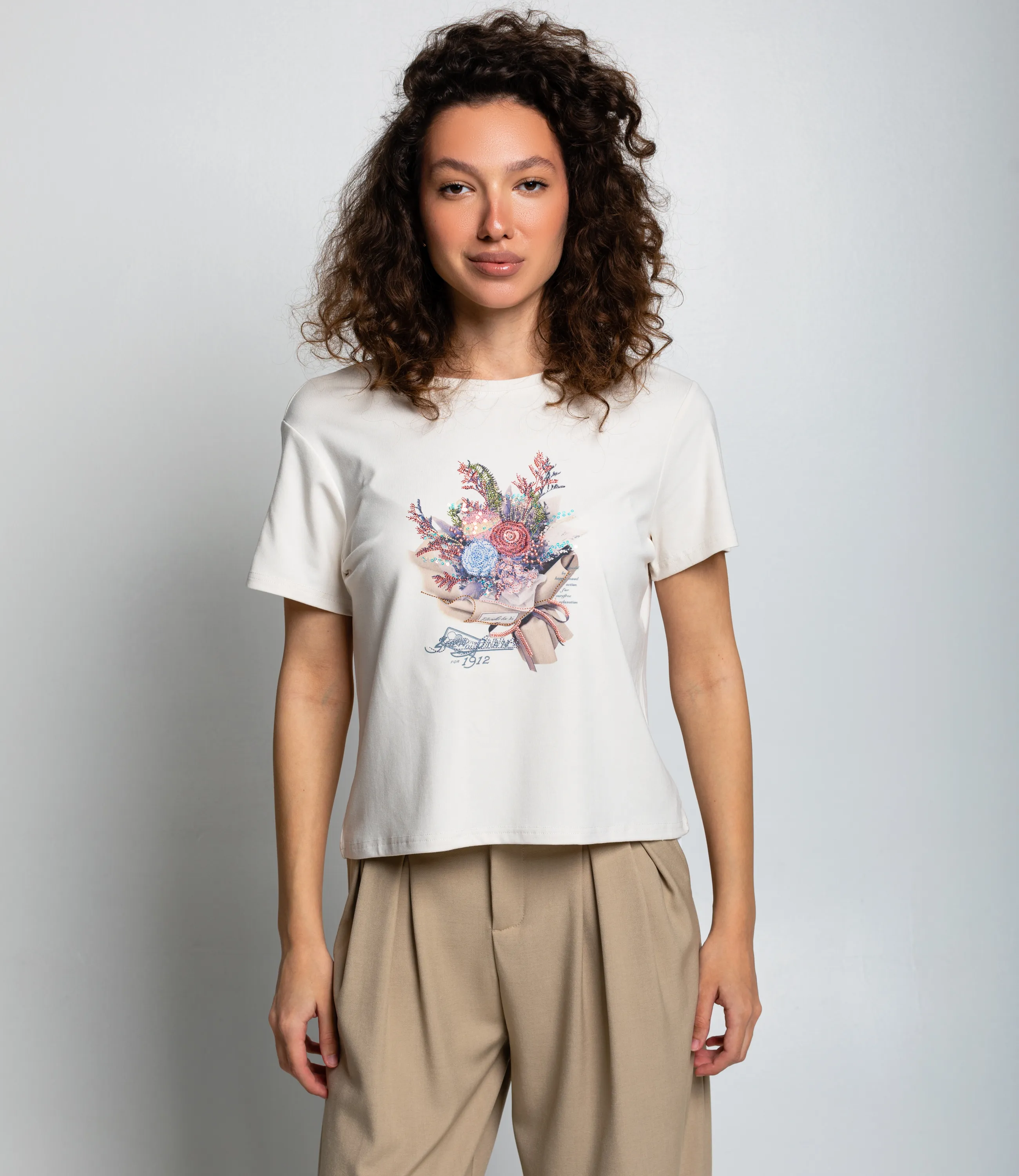 Футболка #КТ511 (5), светло-бежевый - фото 1