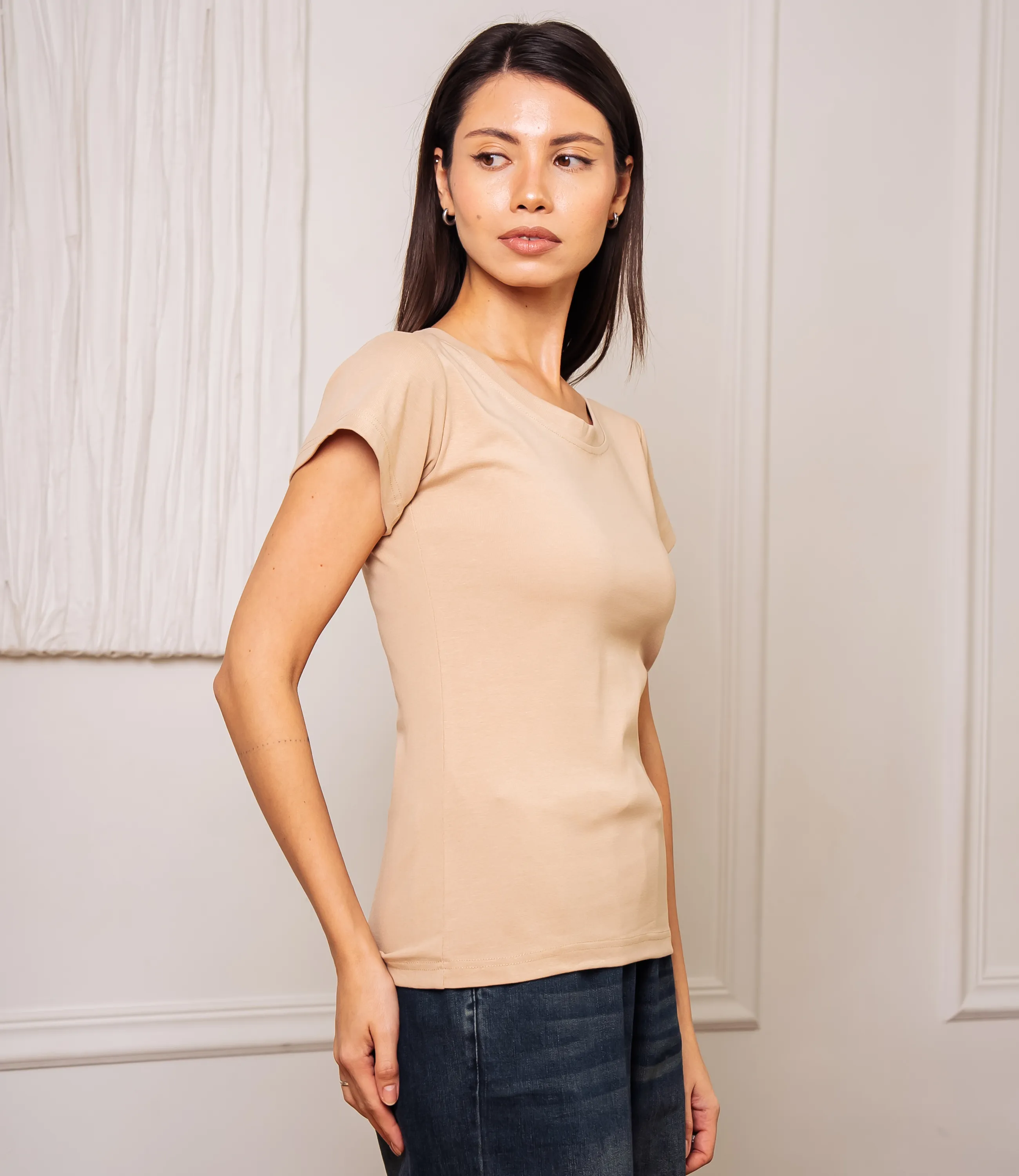 Футболка #ОКТ075003, бежевый - фото 2