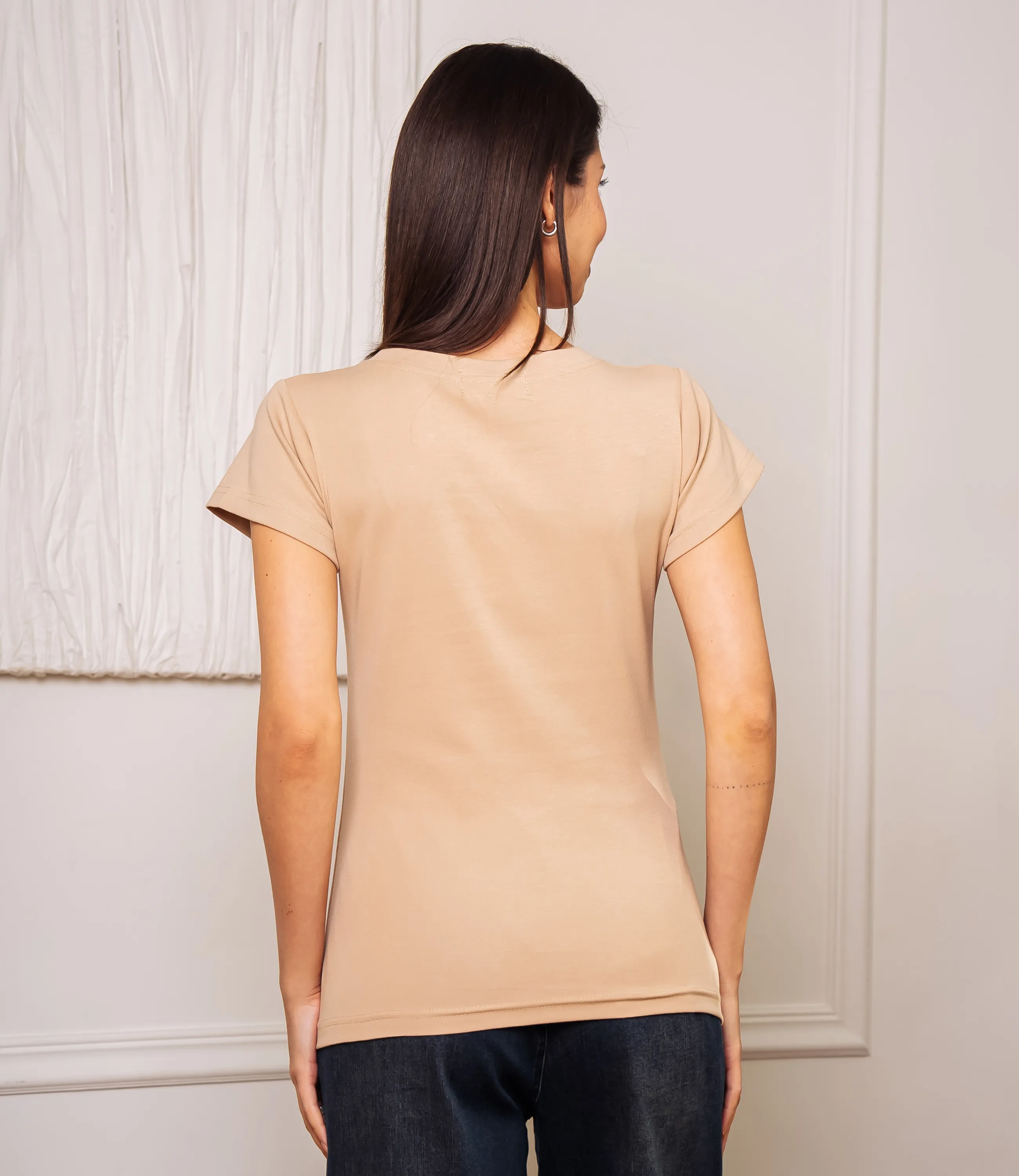 Футболка #ОКТ075003, бежевый - фото 3