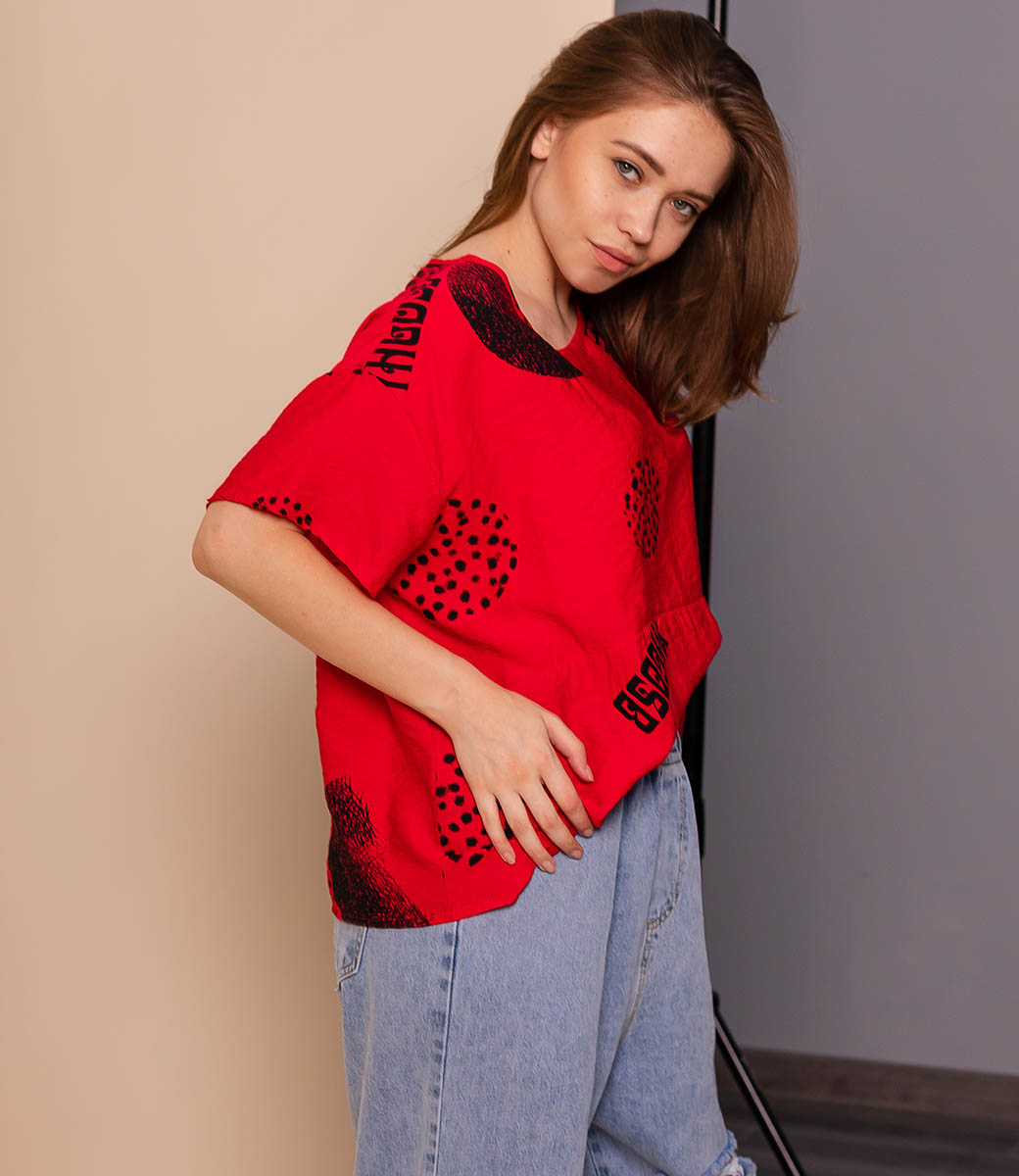 Блузка #КТ9915, красный - фото 4
