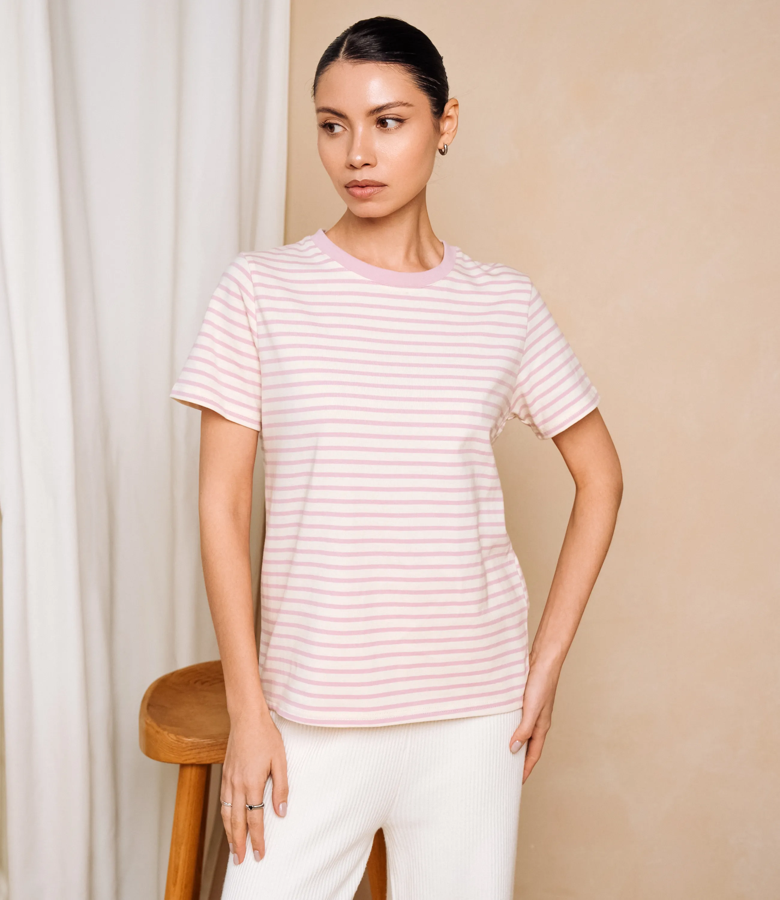 Футболка #КТ8355, пудровый - фото 1