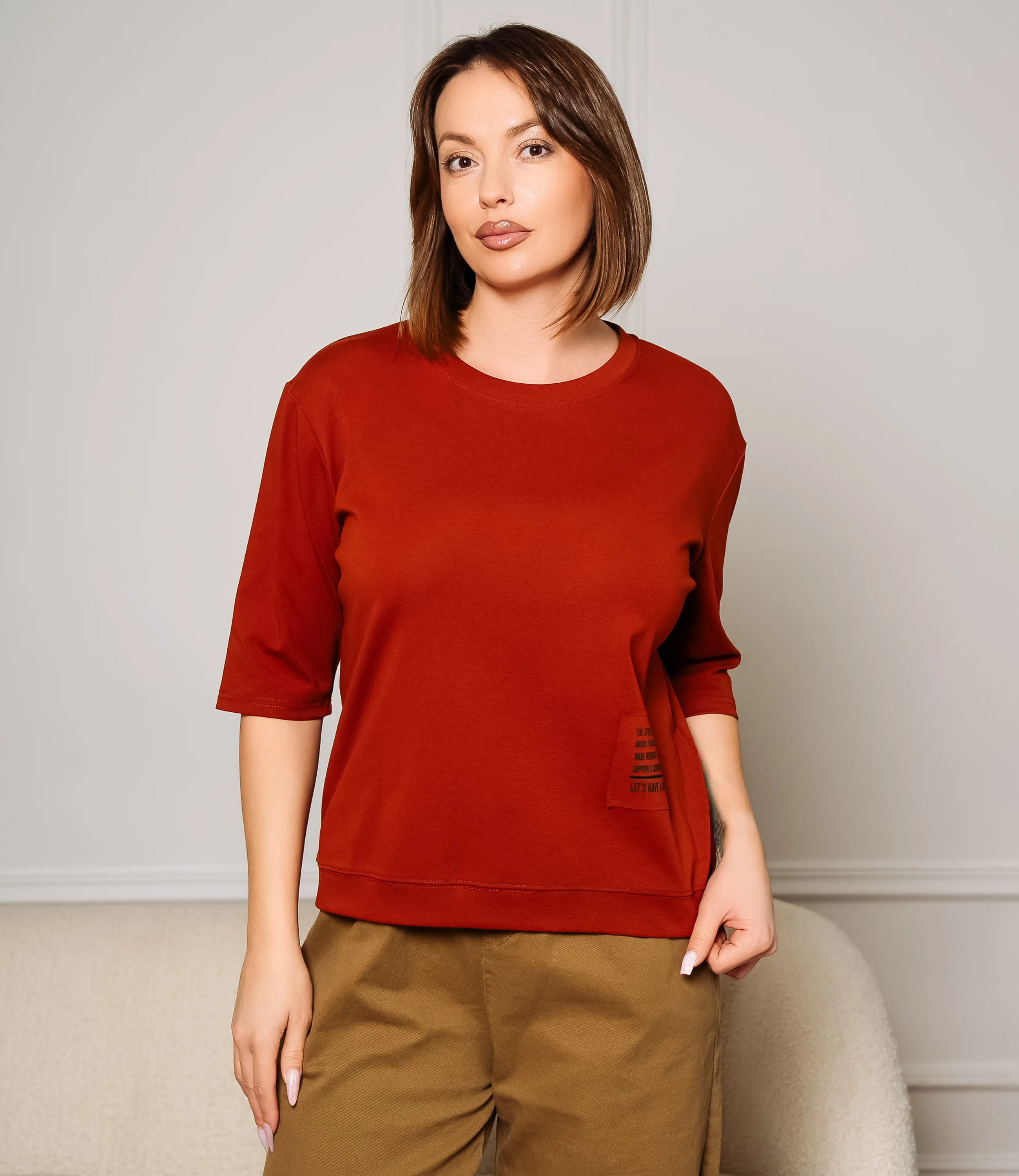 Футболка #КТ0467-55, терракотовый - фото 1