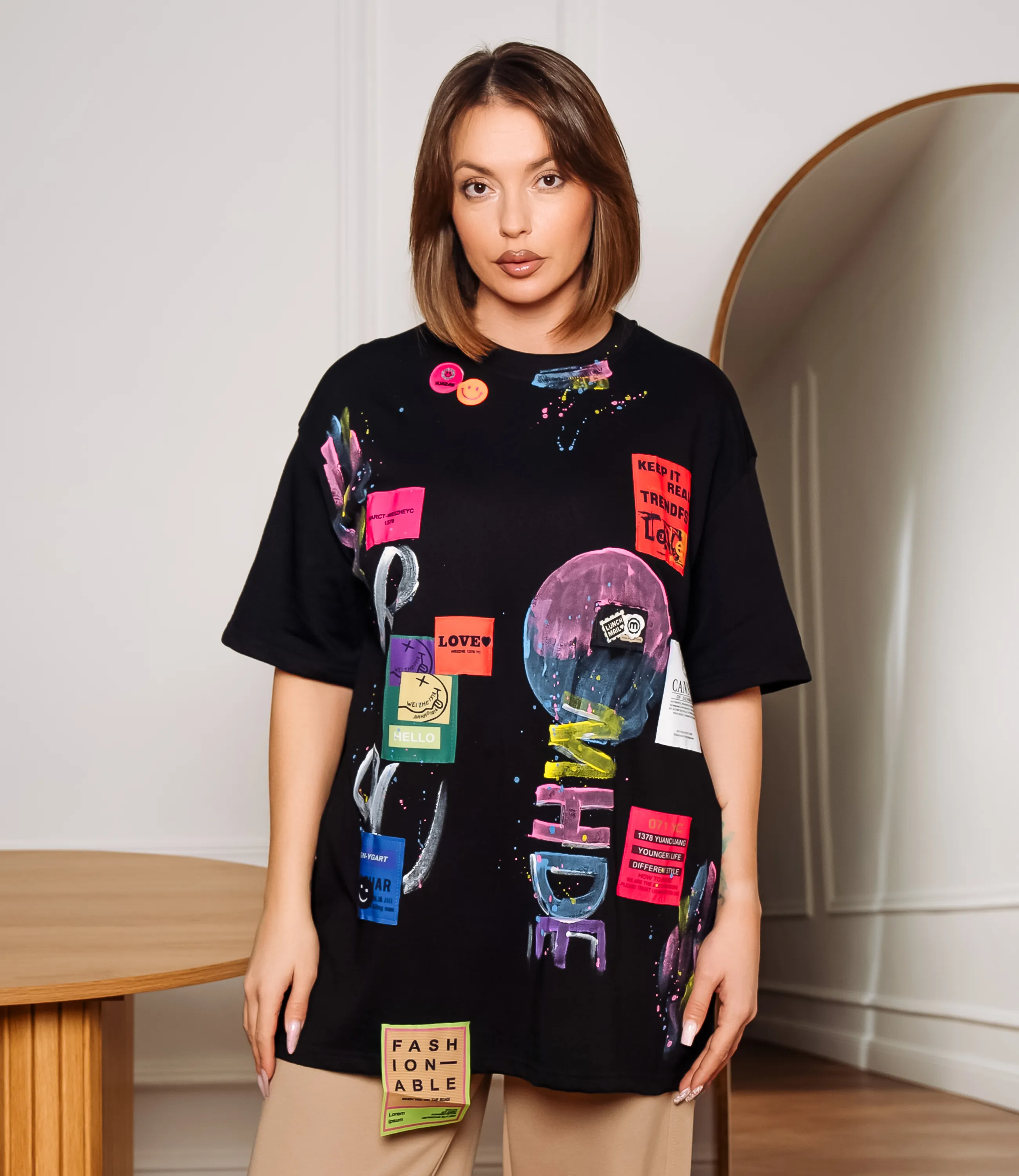 Футболка #КТ8290, чёрный - фото 1