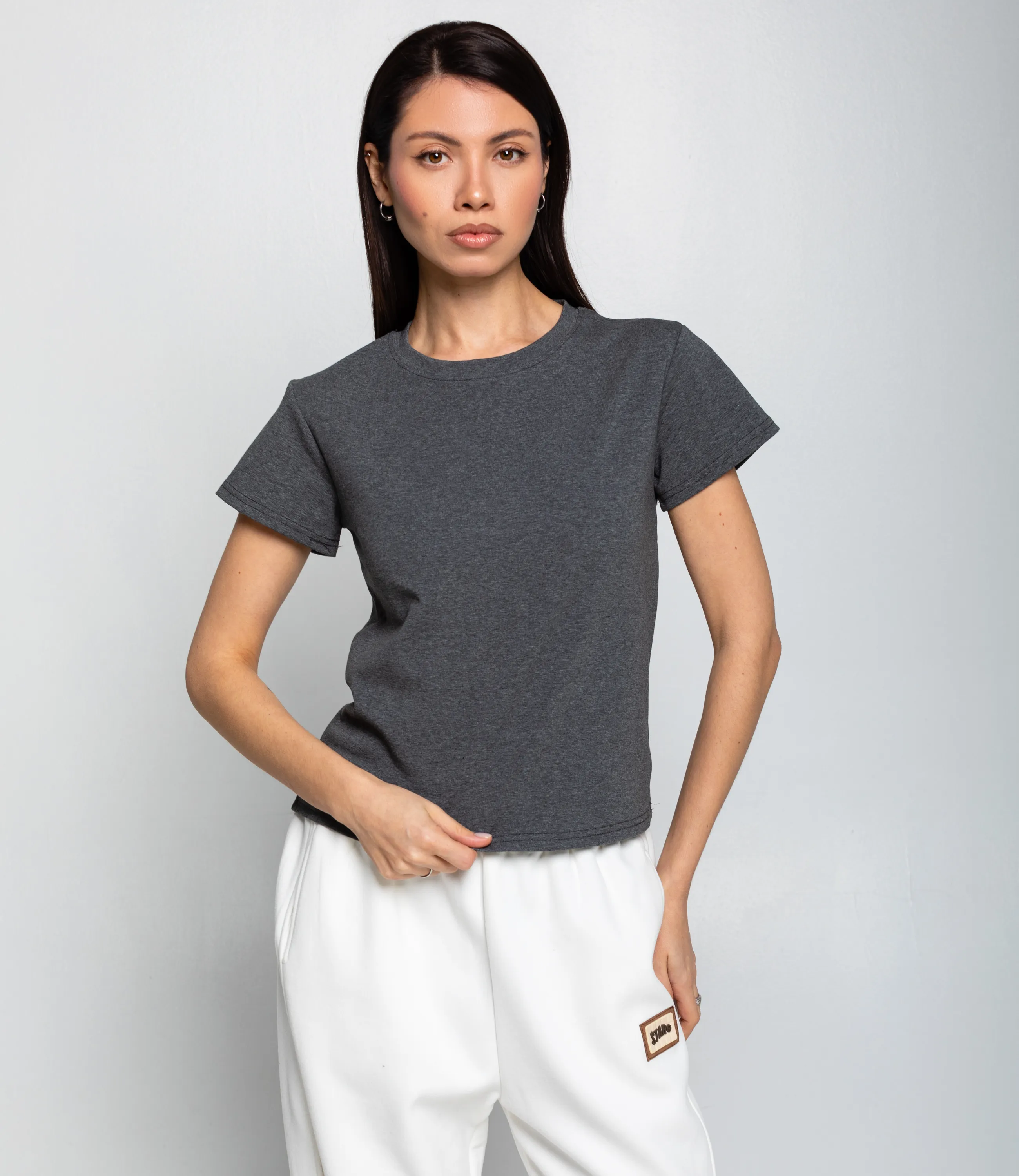 Футболка #КТ250361, тёмно-серый меланж - фото 1