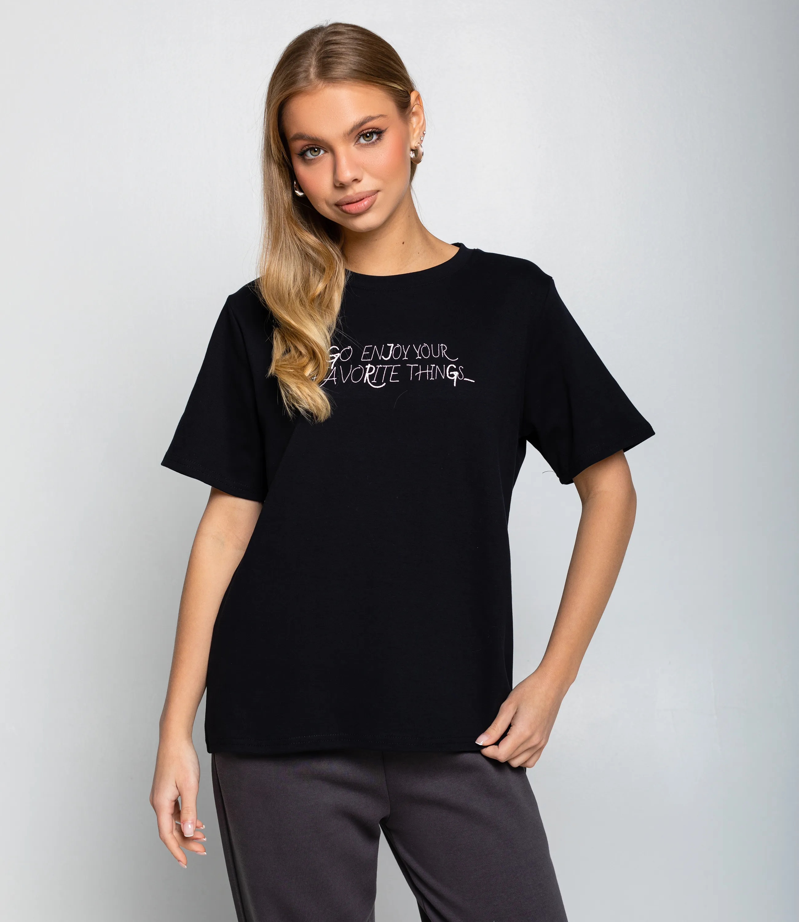 Футболка #КТ6117, чёрный - фото 1