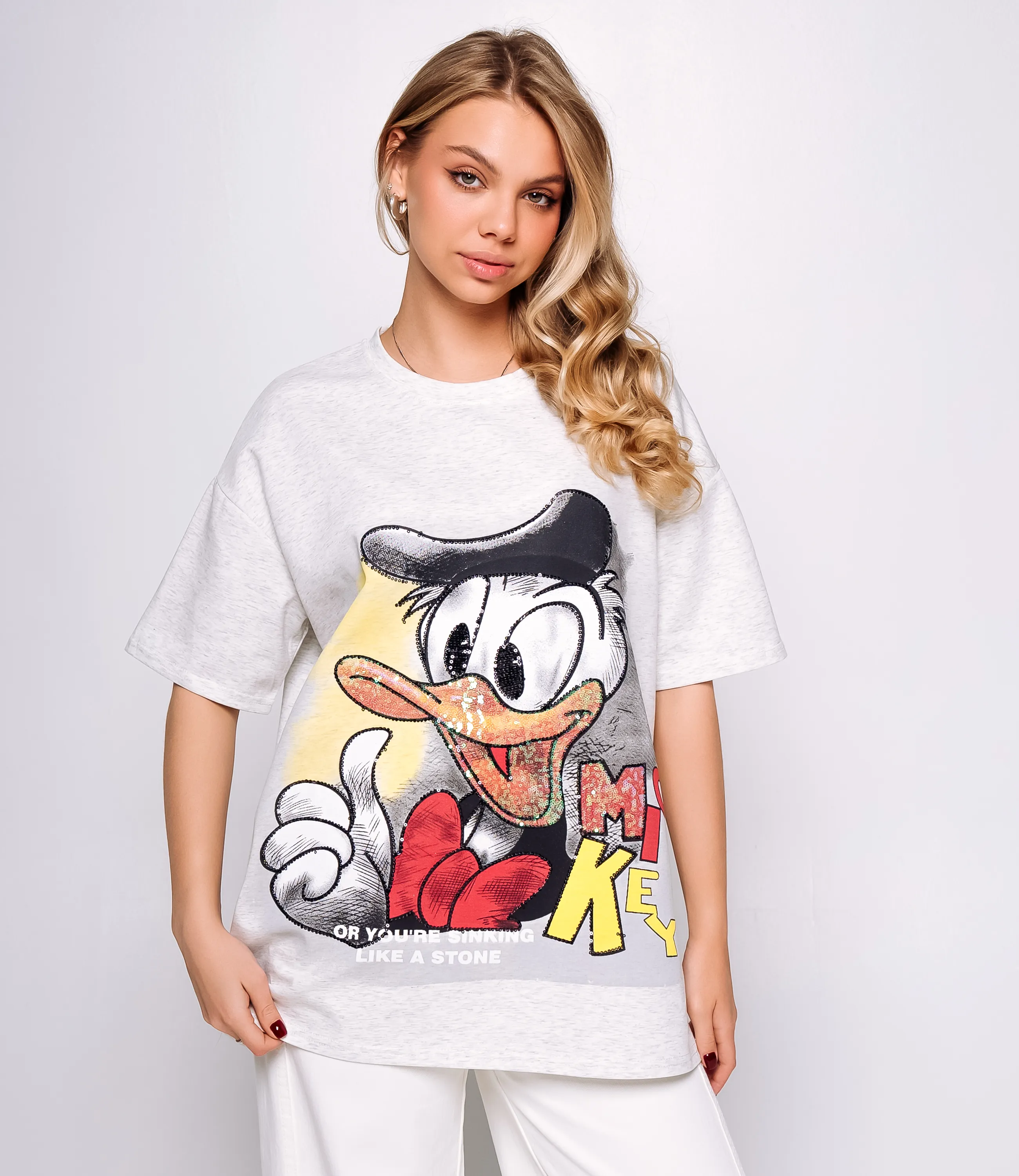 Футболка #КТ2546, серый меланж - фото 1