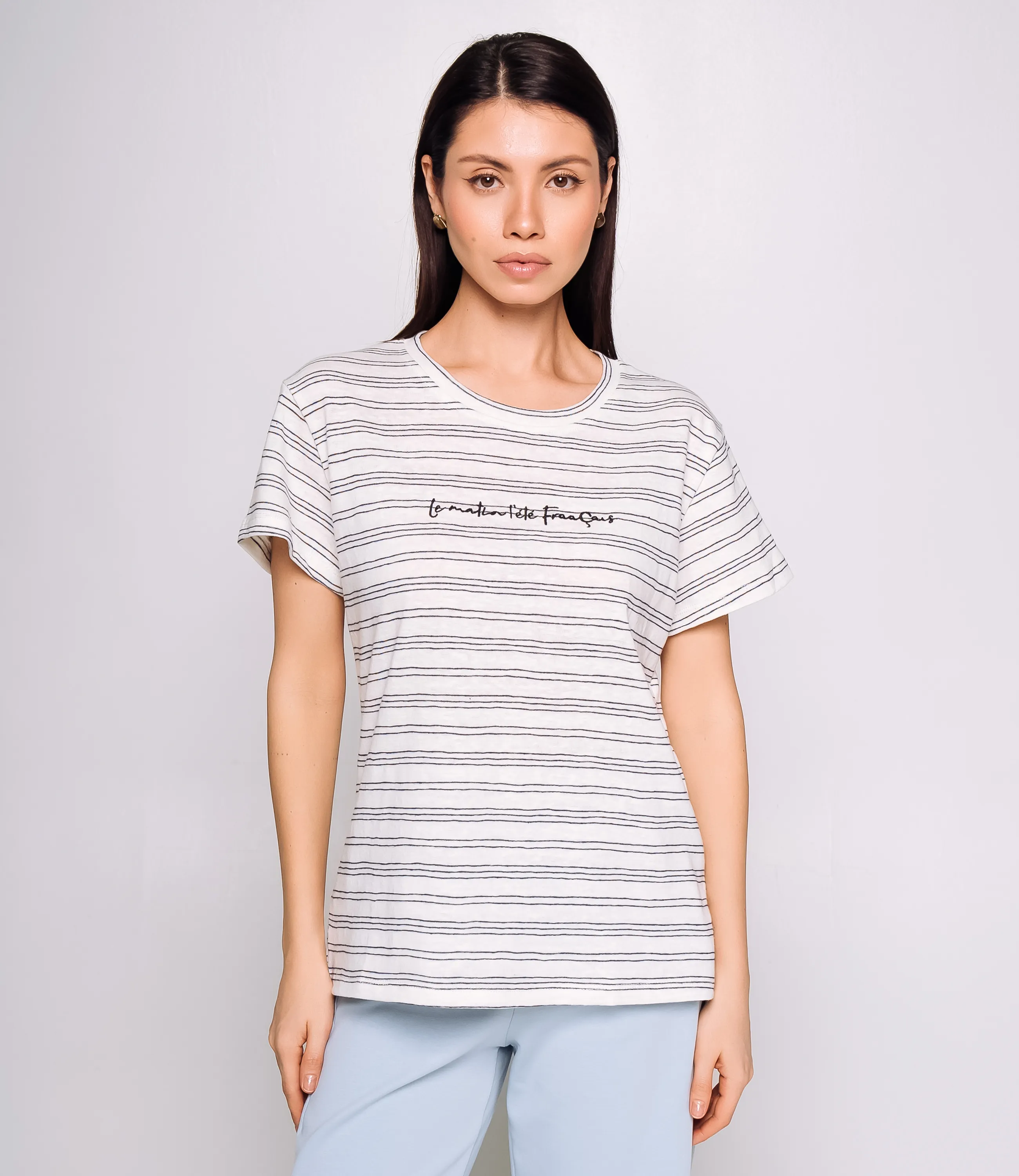 Футболка #КТ9102 (1), синий, белый - фото 1