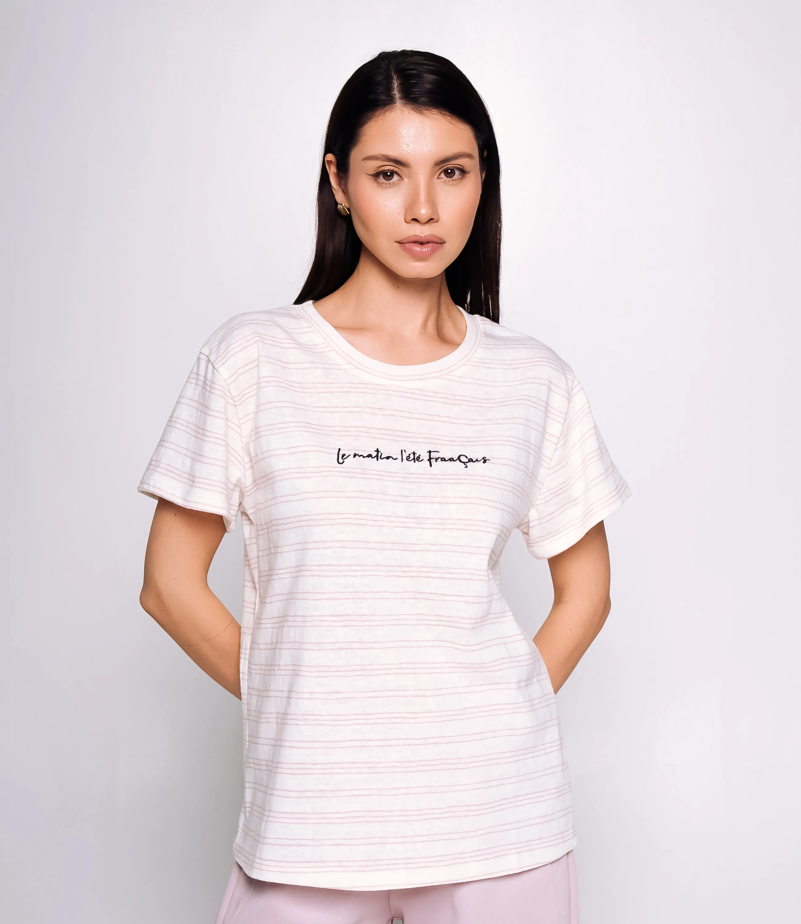 Футболка #КТ9102 (1), розовый, белый - фото 1