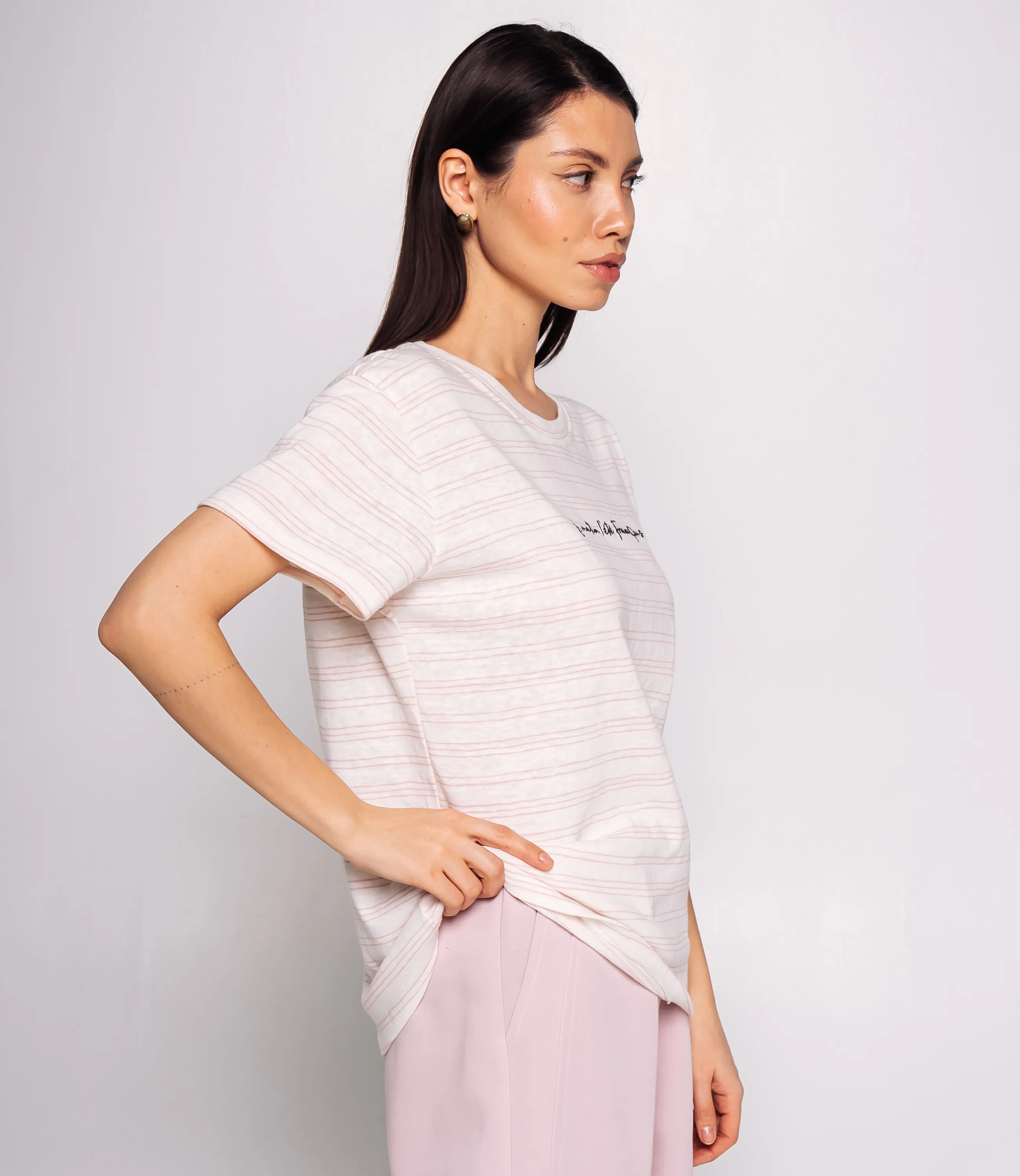 Футболка #КТ9102 (1), розовый, белый - фото 2