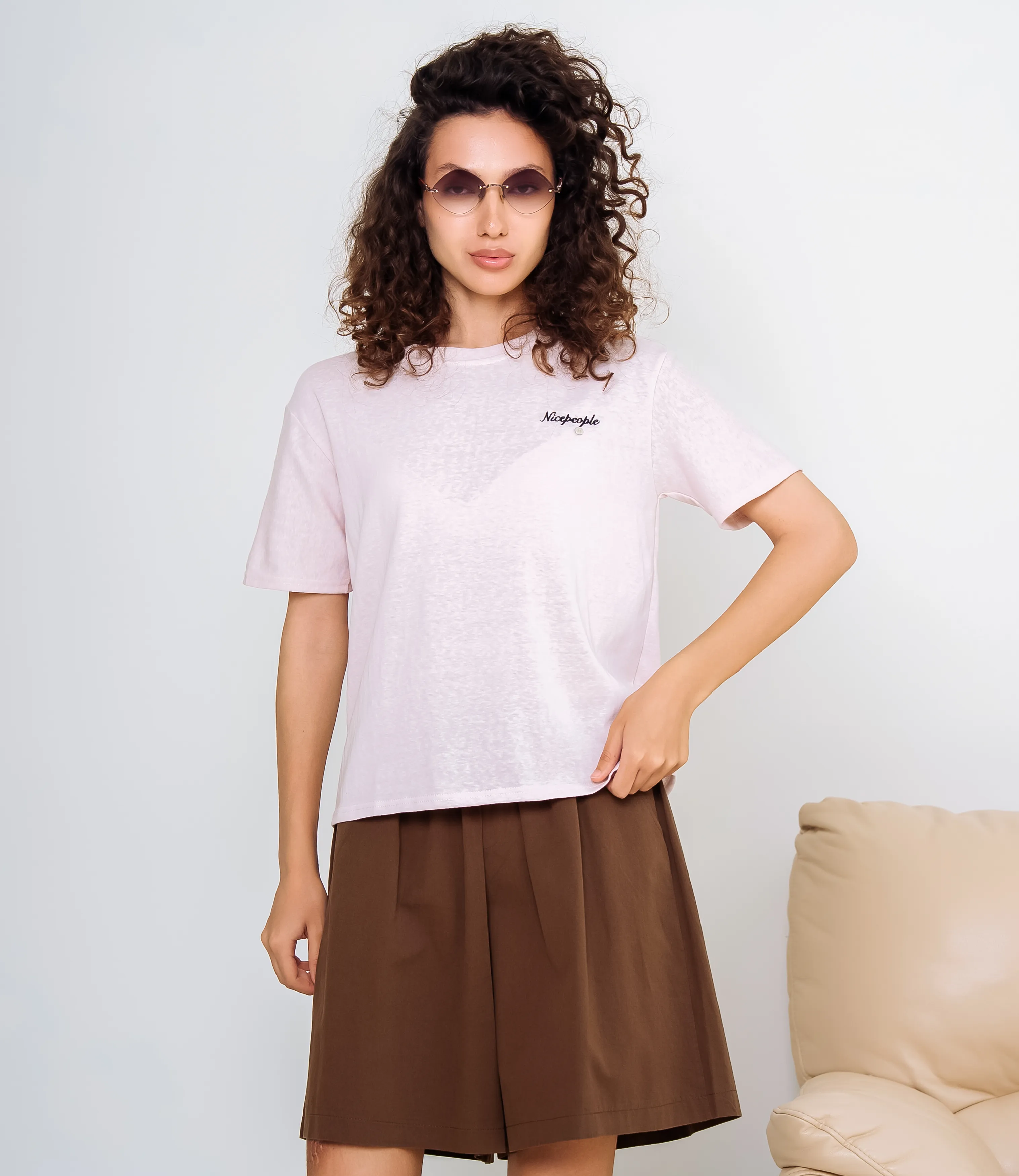 Футболка #КТ3651, пудровый - фото 1