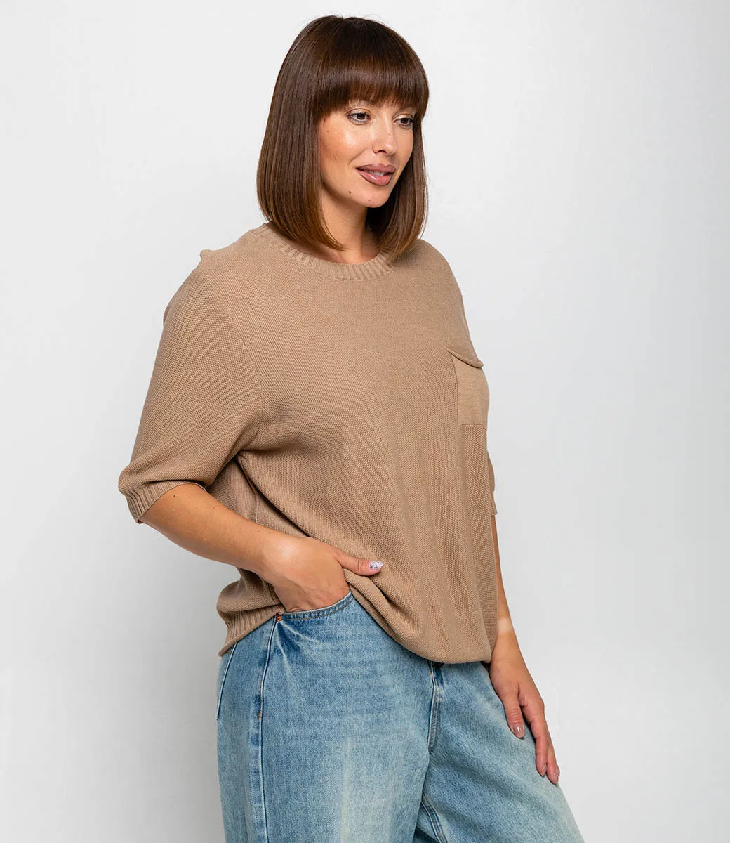 Футболка #КТ8028, бежевый - фото 2