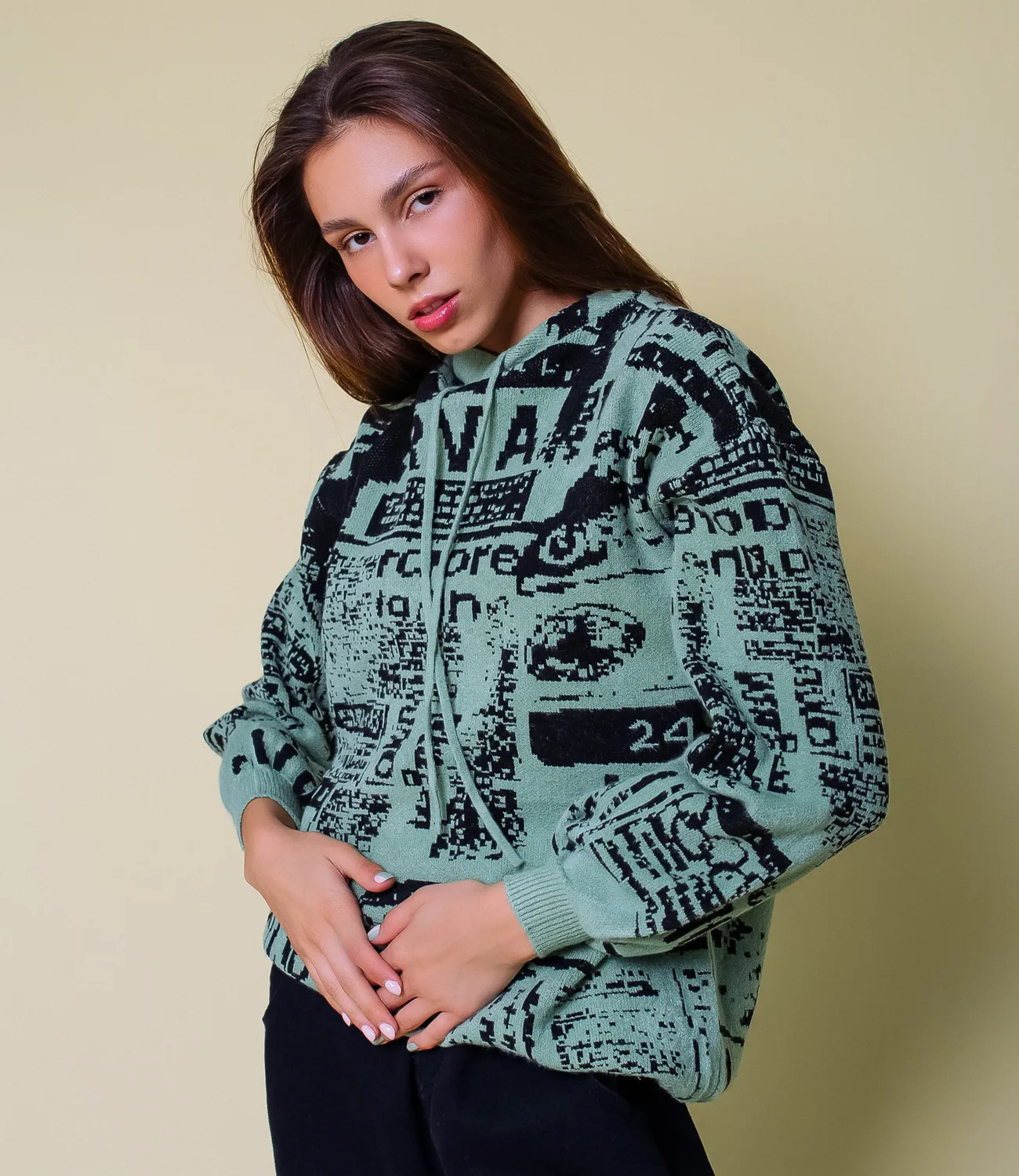 Свитер #КТ1 (11), серо-зелёный