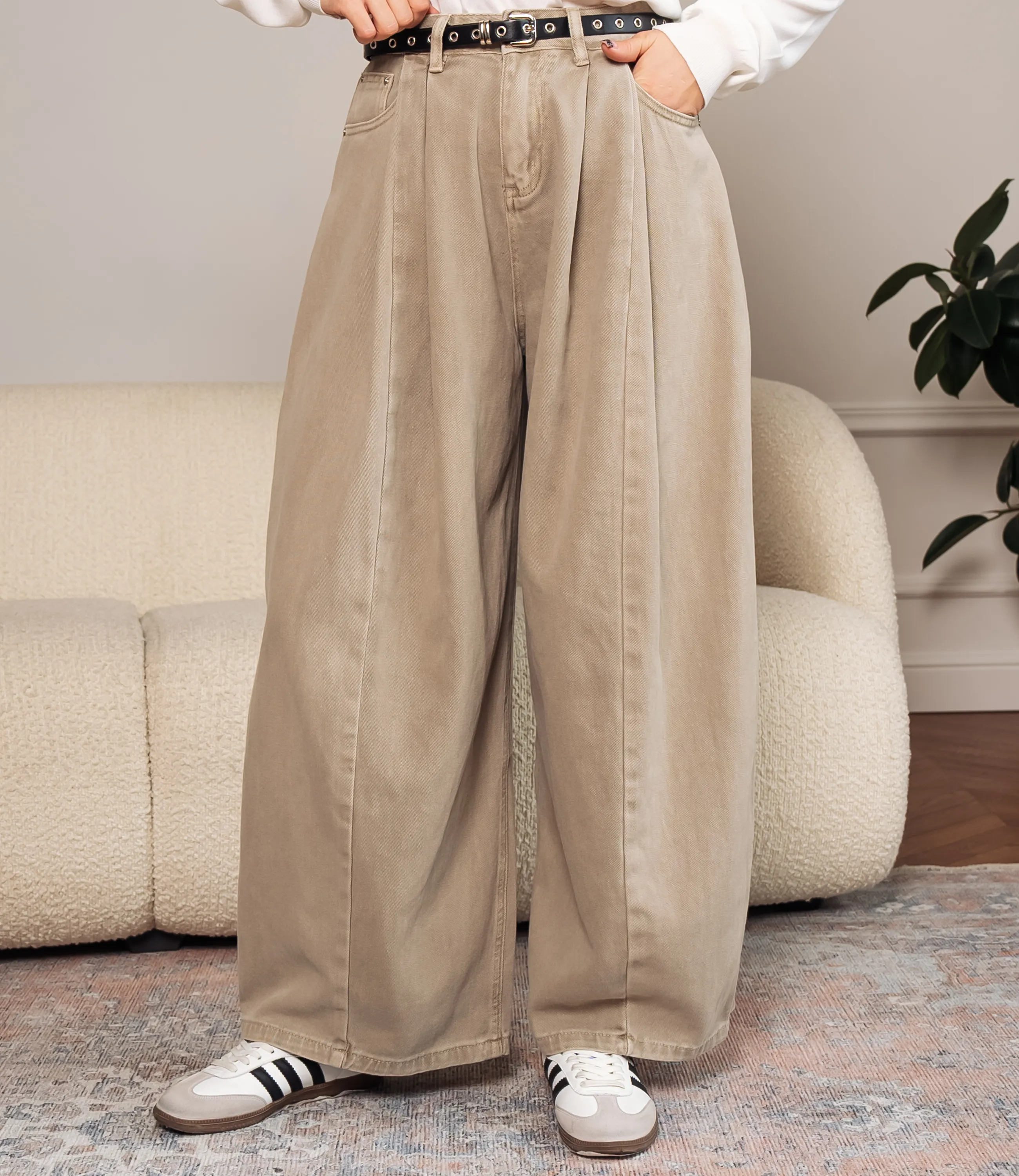 Джинсы #КТ8512 (2), бежево-серый - фото 2