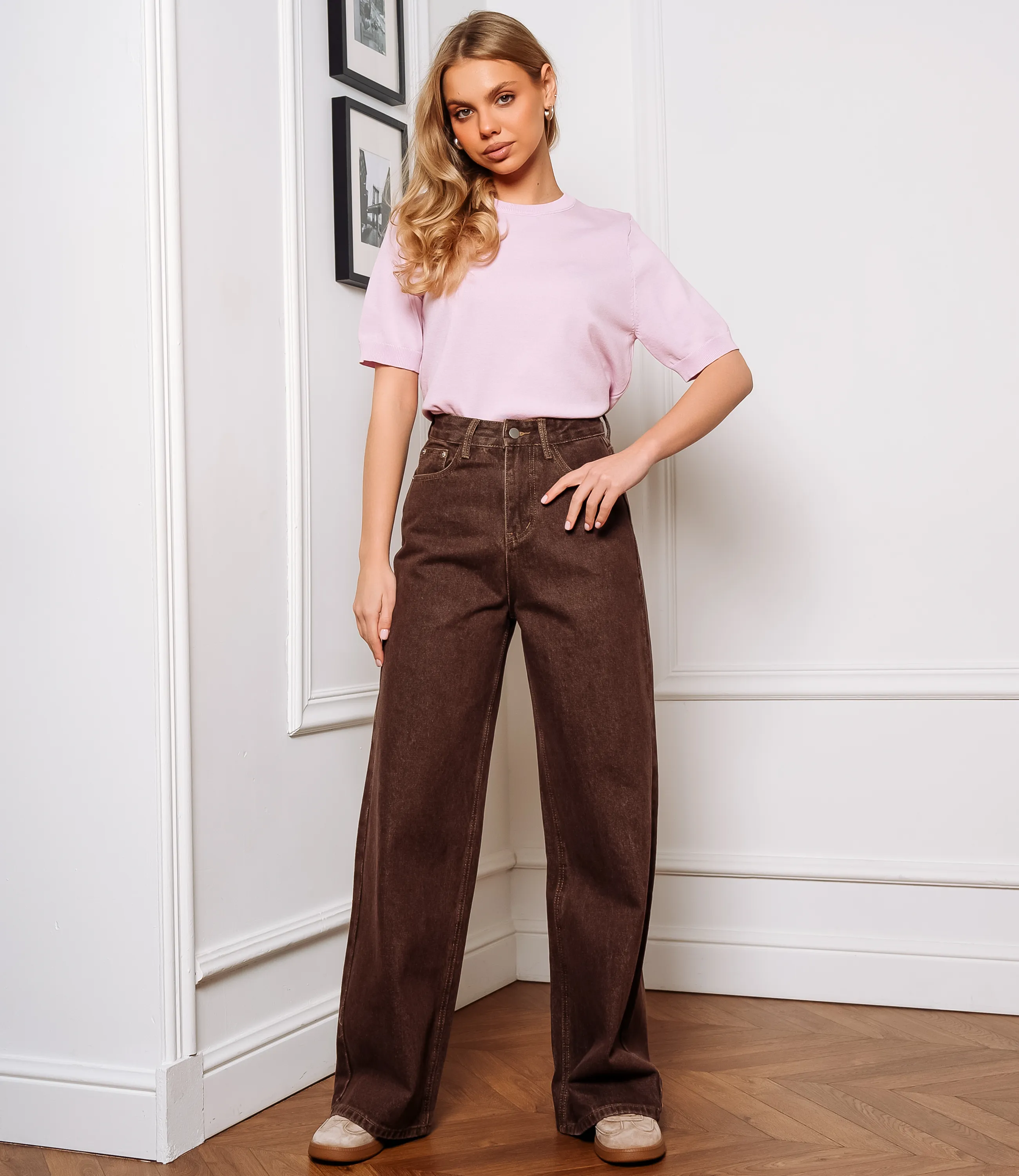 Джинсы #КТ8733, коричневый - фото 1