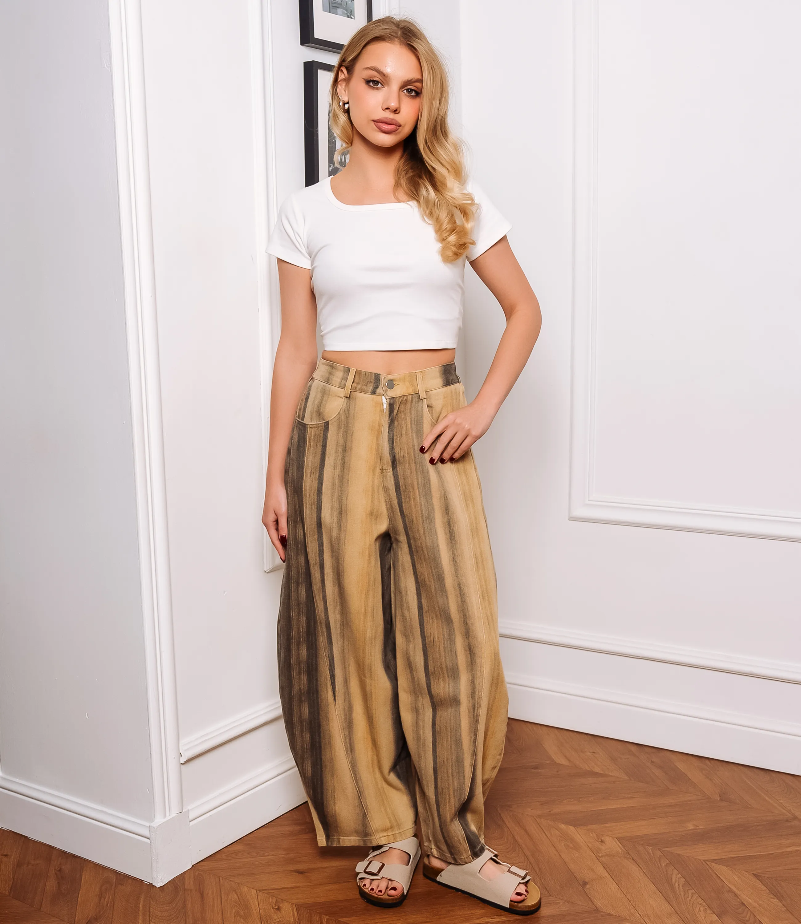 Джинсы #КТ616 (5), бежевый - фото 1