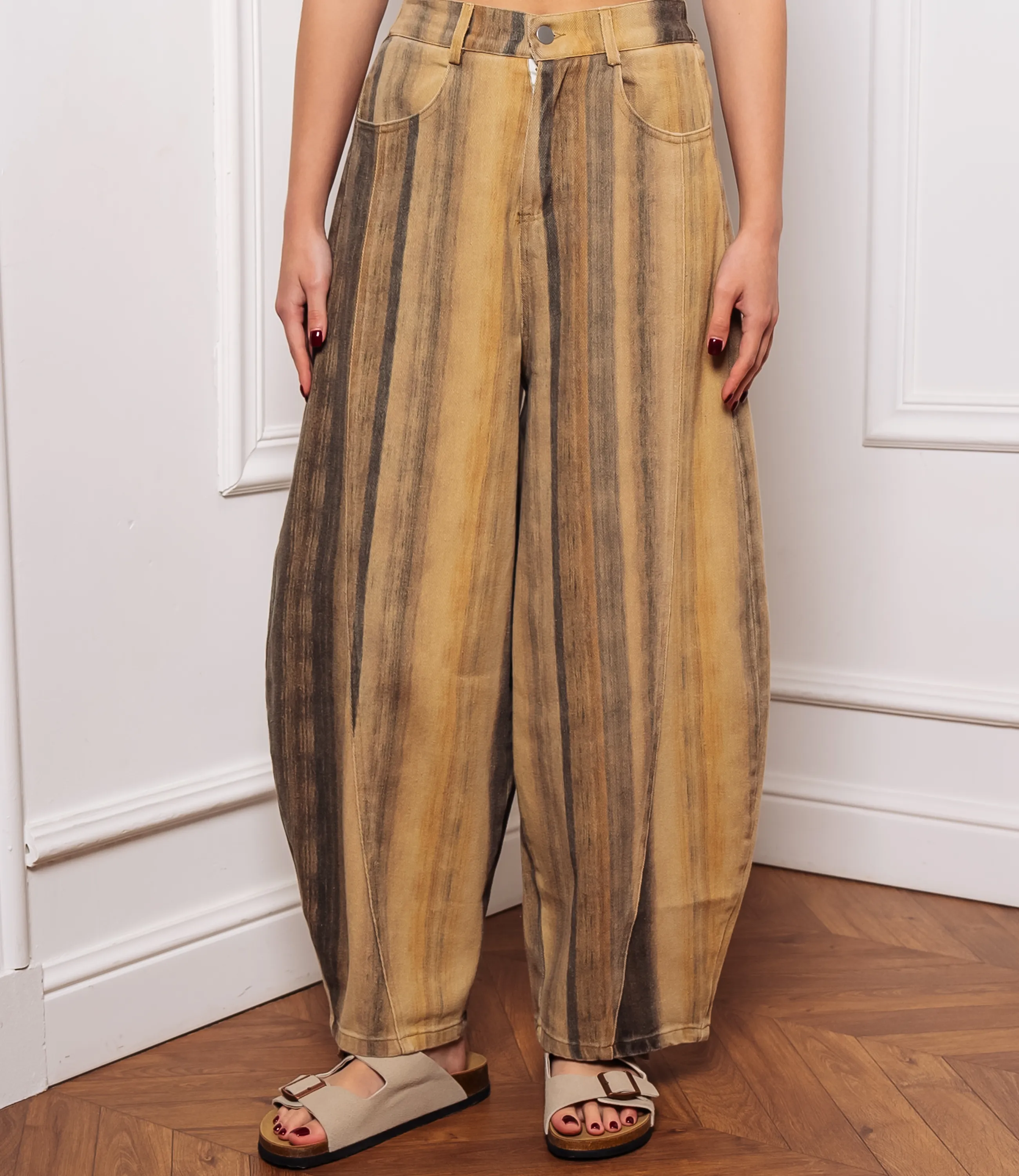 Джинсы #КТ616 (5), бежевый - фото 2