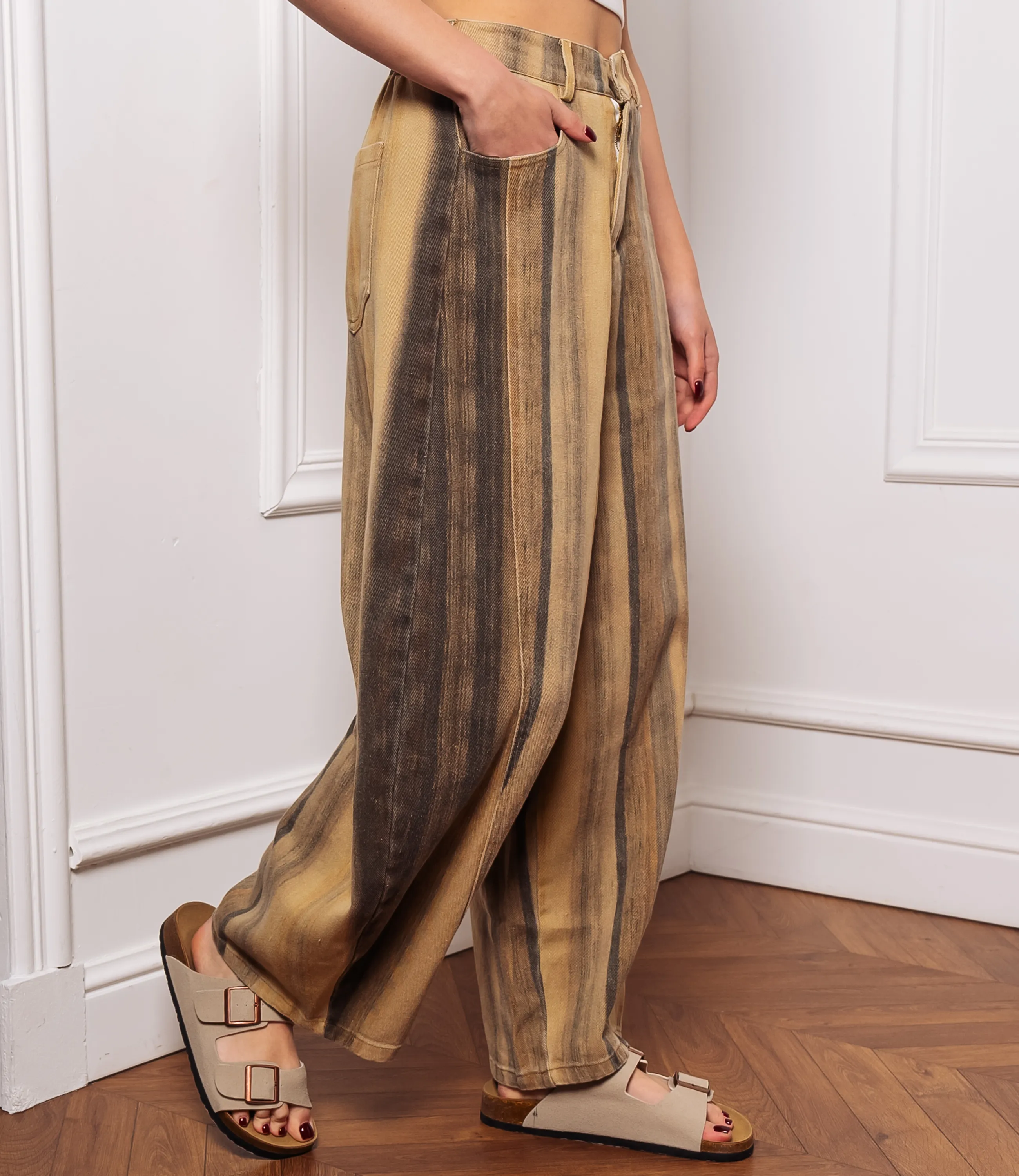 Джинсы #КТ616 (5), бежевый - фото 3