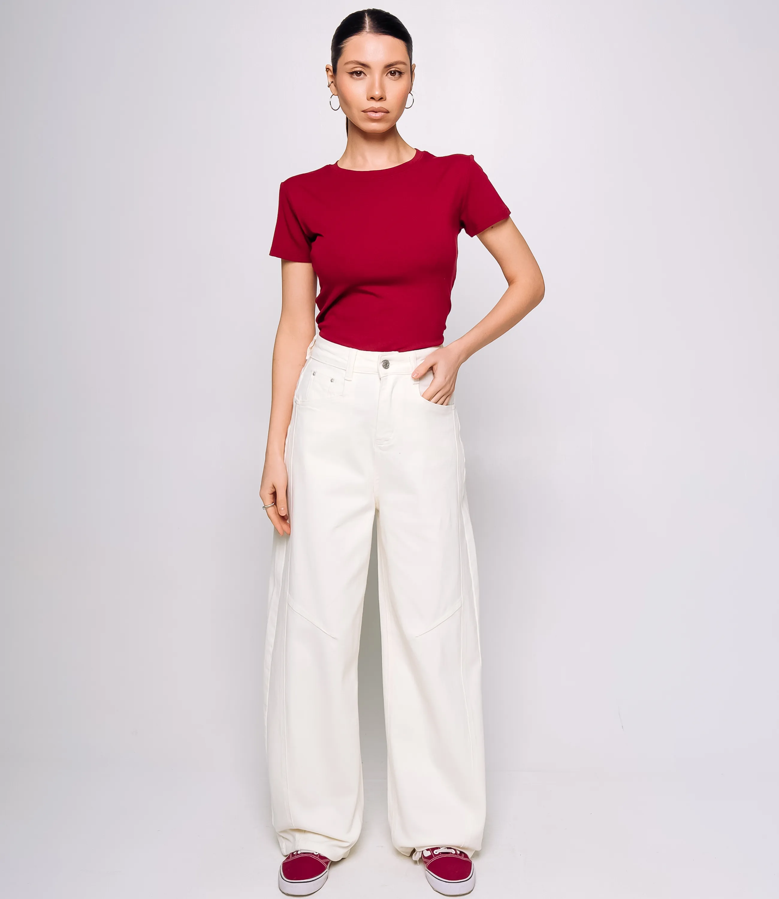 Джинсы #КТ15108, молочный - фото 1