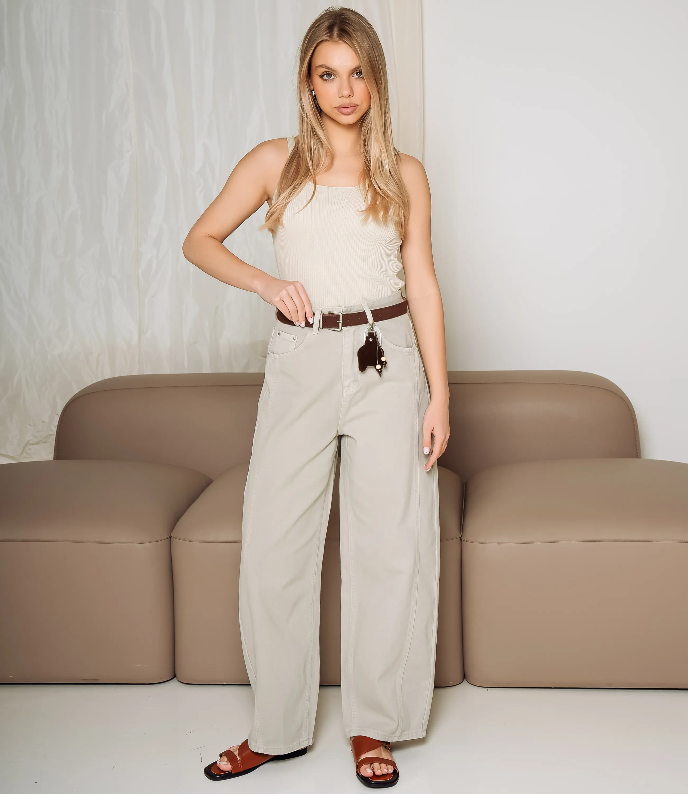 Джинсы #КТ6906 (1), светло-серый - фото 1