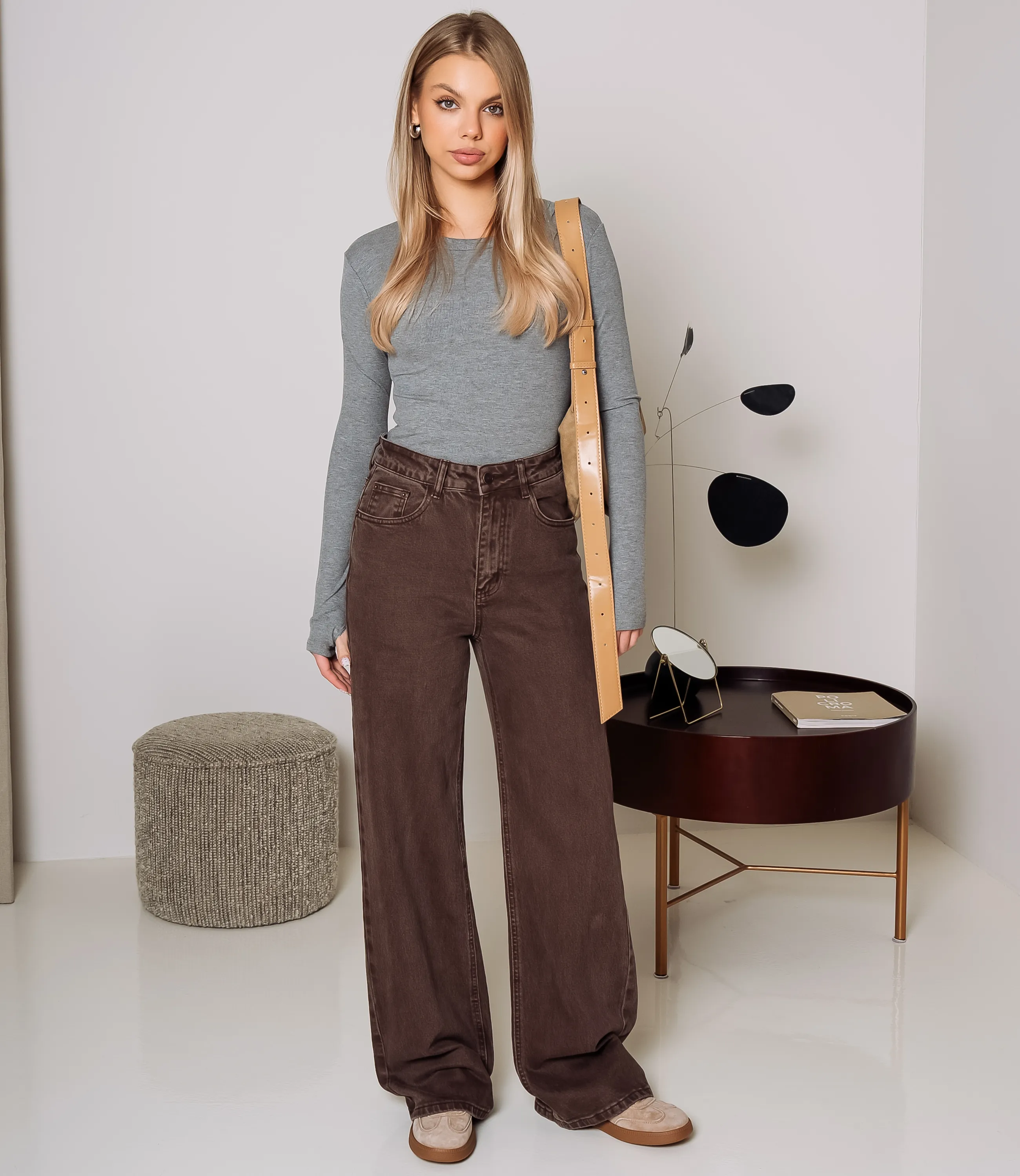 Джинсы #КТ6176, коричневый - фото 1