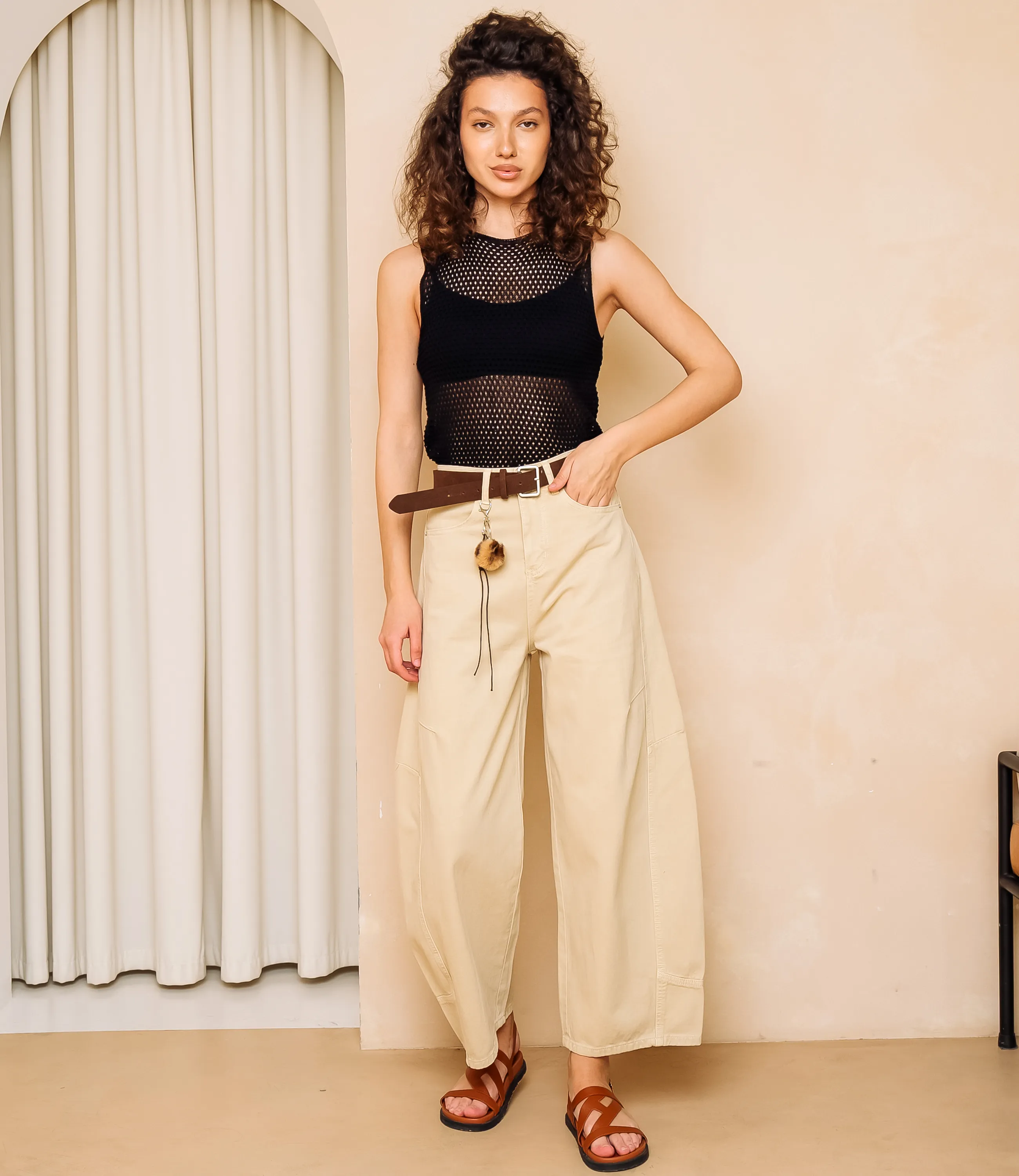 Джинсы #КТ8962, бежевый - фото 1