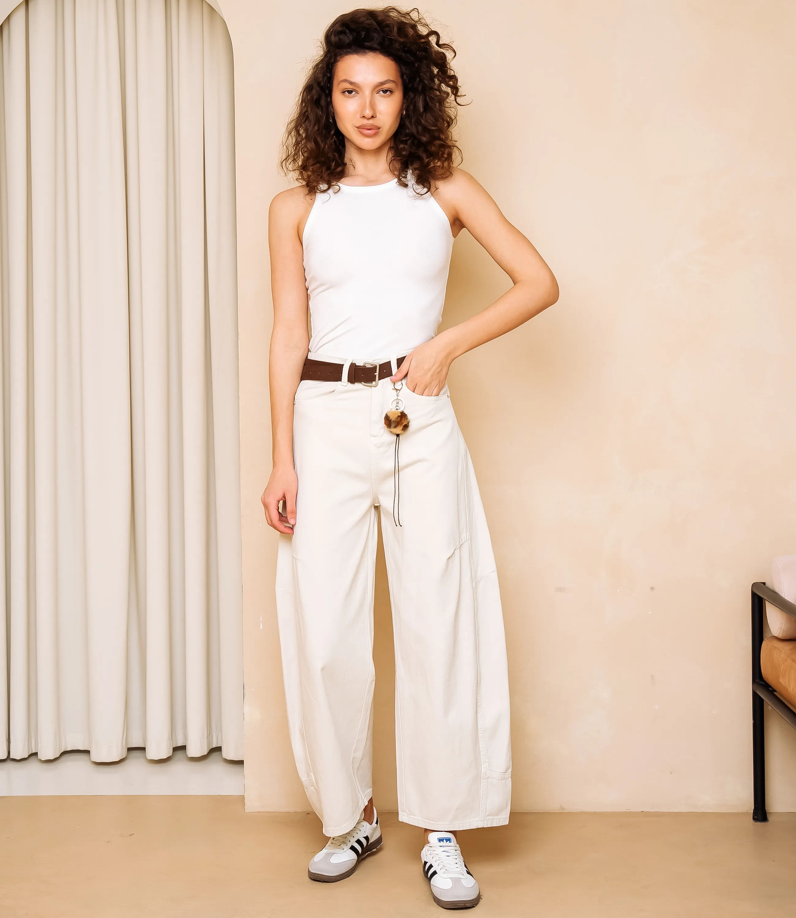 Джинсы #КТ8962, светло-бежевый - фото 1