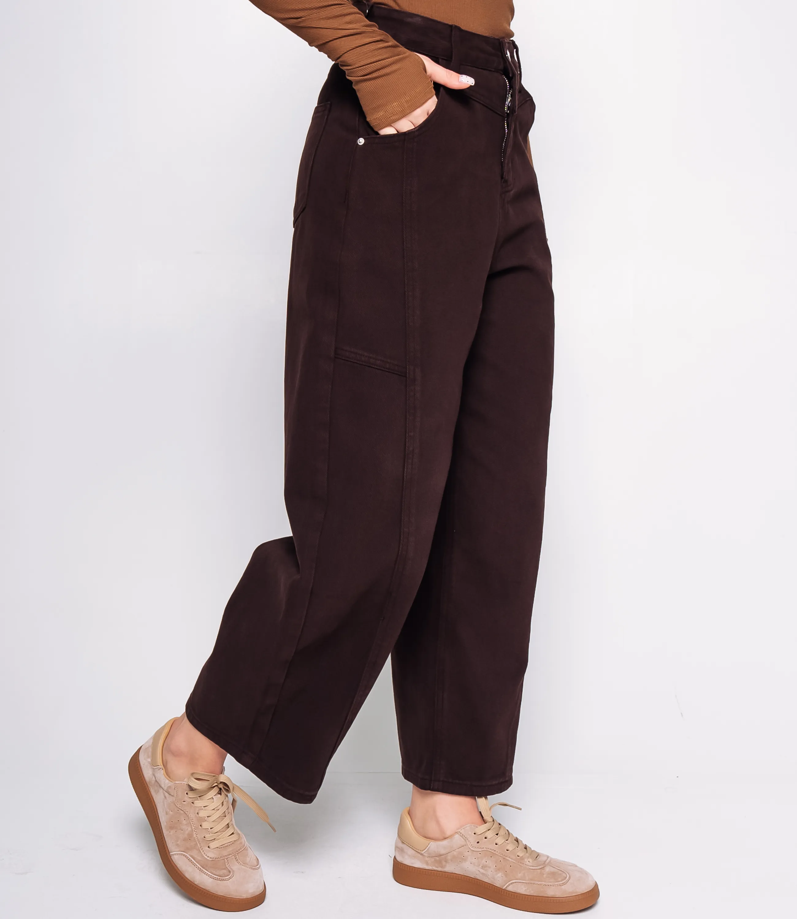 Джинсы #КТ7076, шоколадный - фото 3