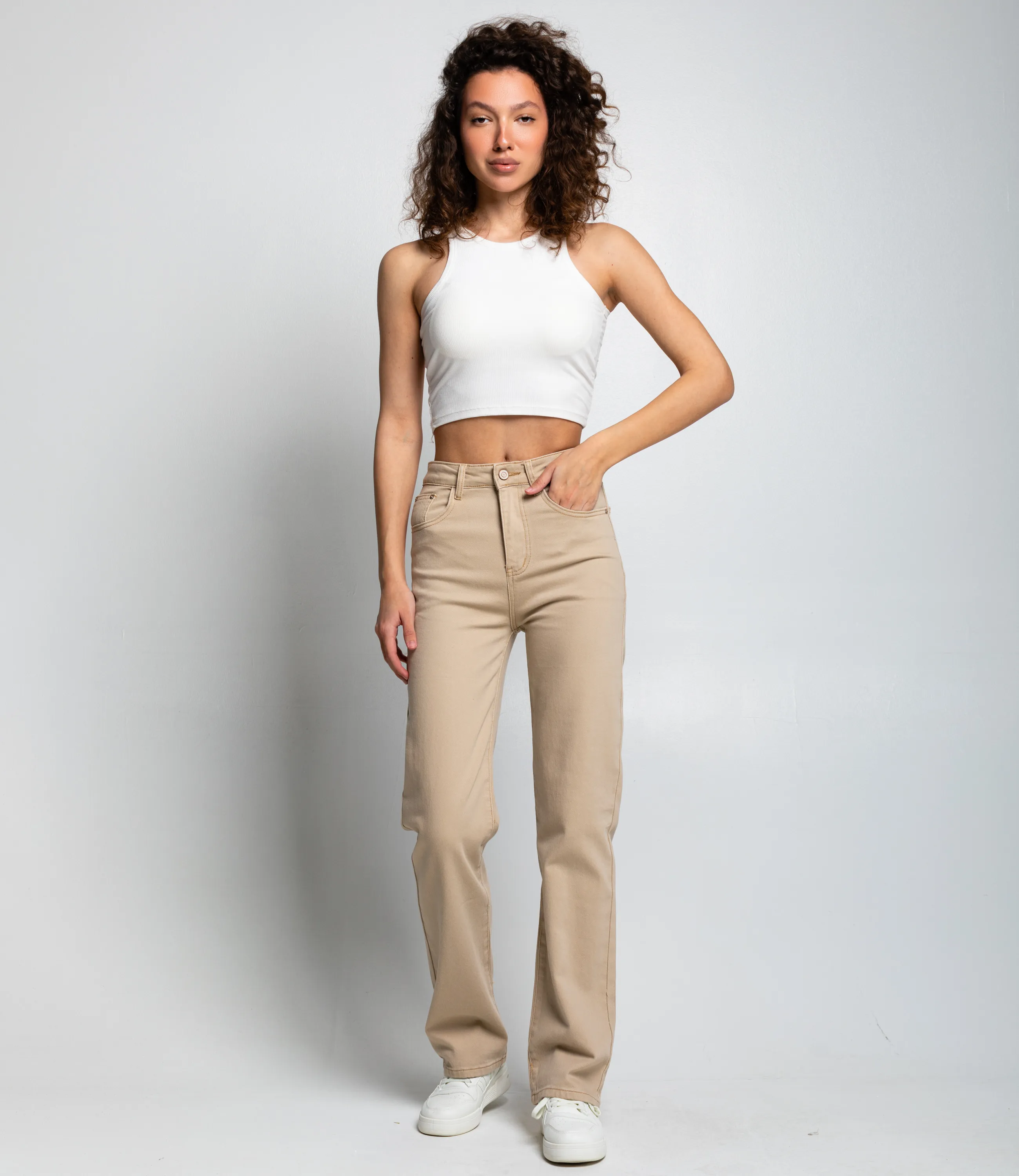 Джинсы #КТ8928, бежевый - фото 1