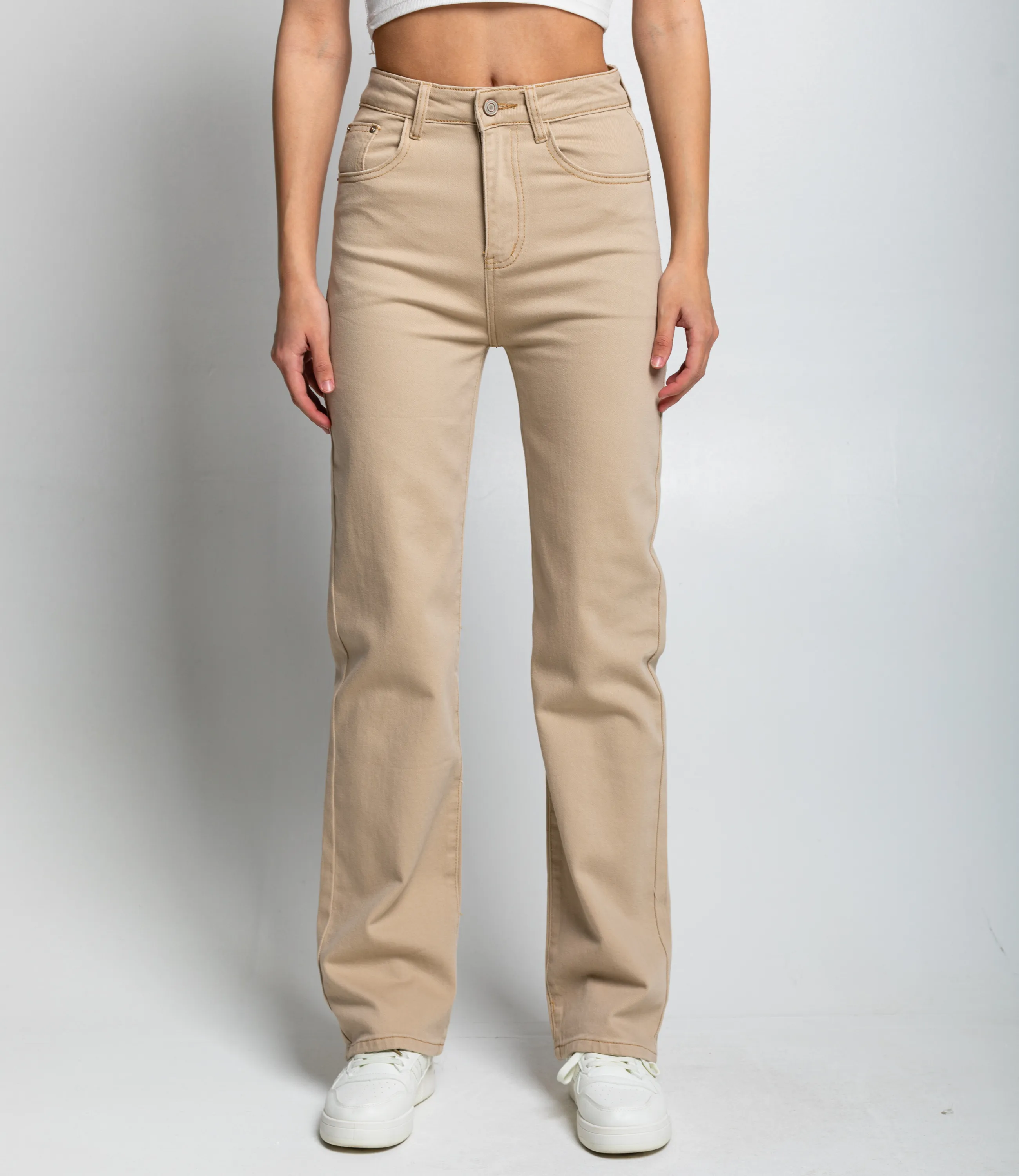 Джинсы #КТ8928, бежевый - фото 2