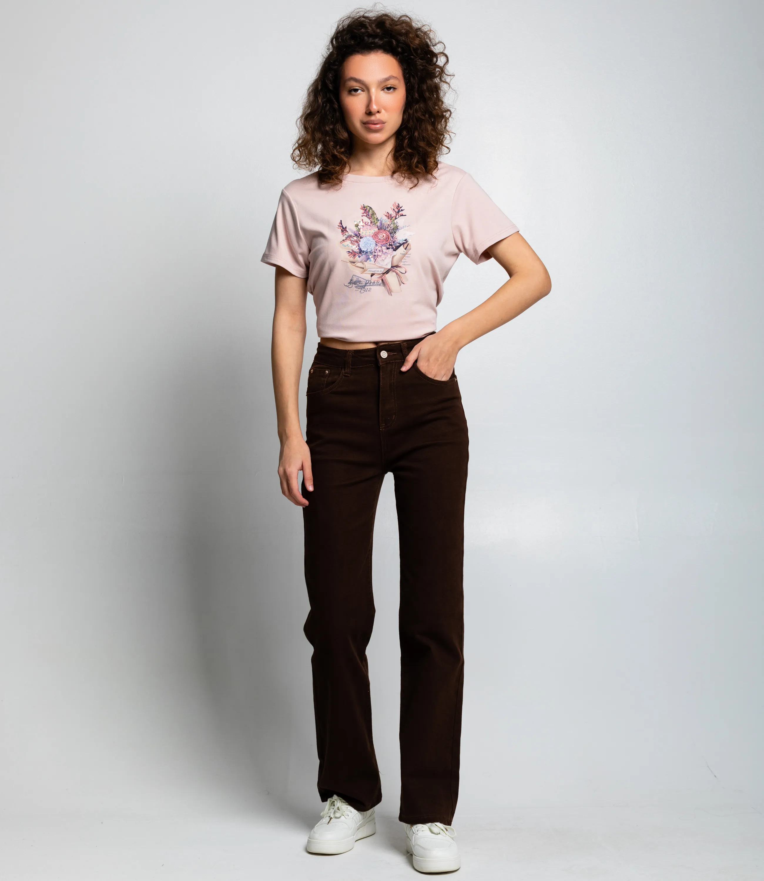 Джинсы #КТ8928, шоколадный - фото 1