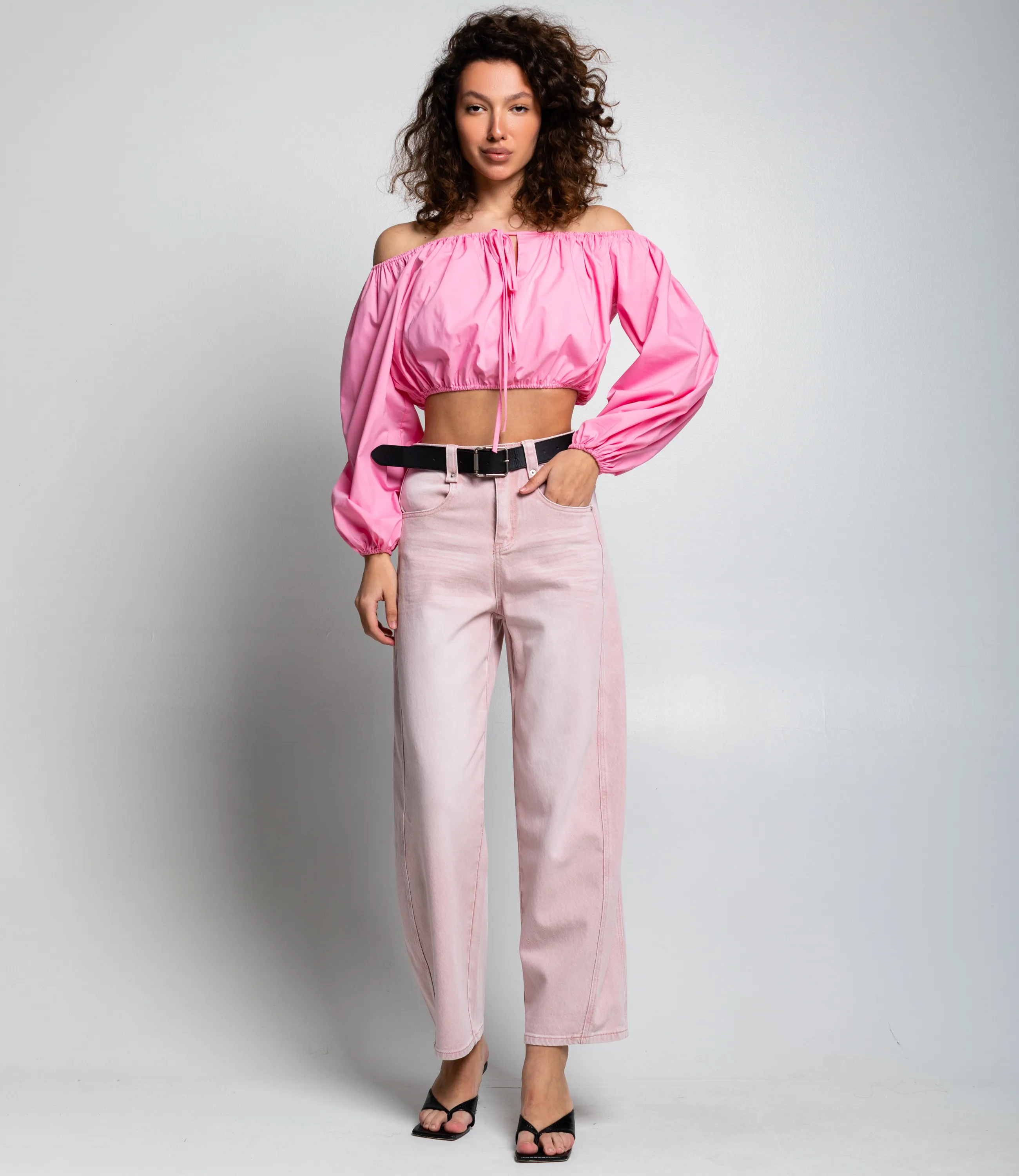 Джинсы #КТ89521, светло-розовый - фото 1