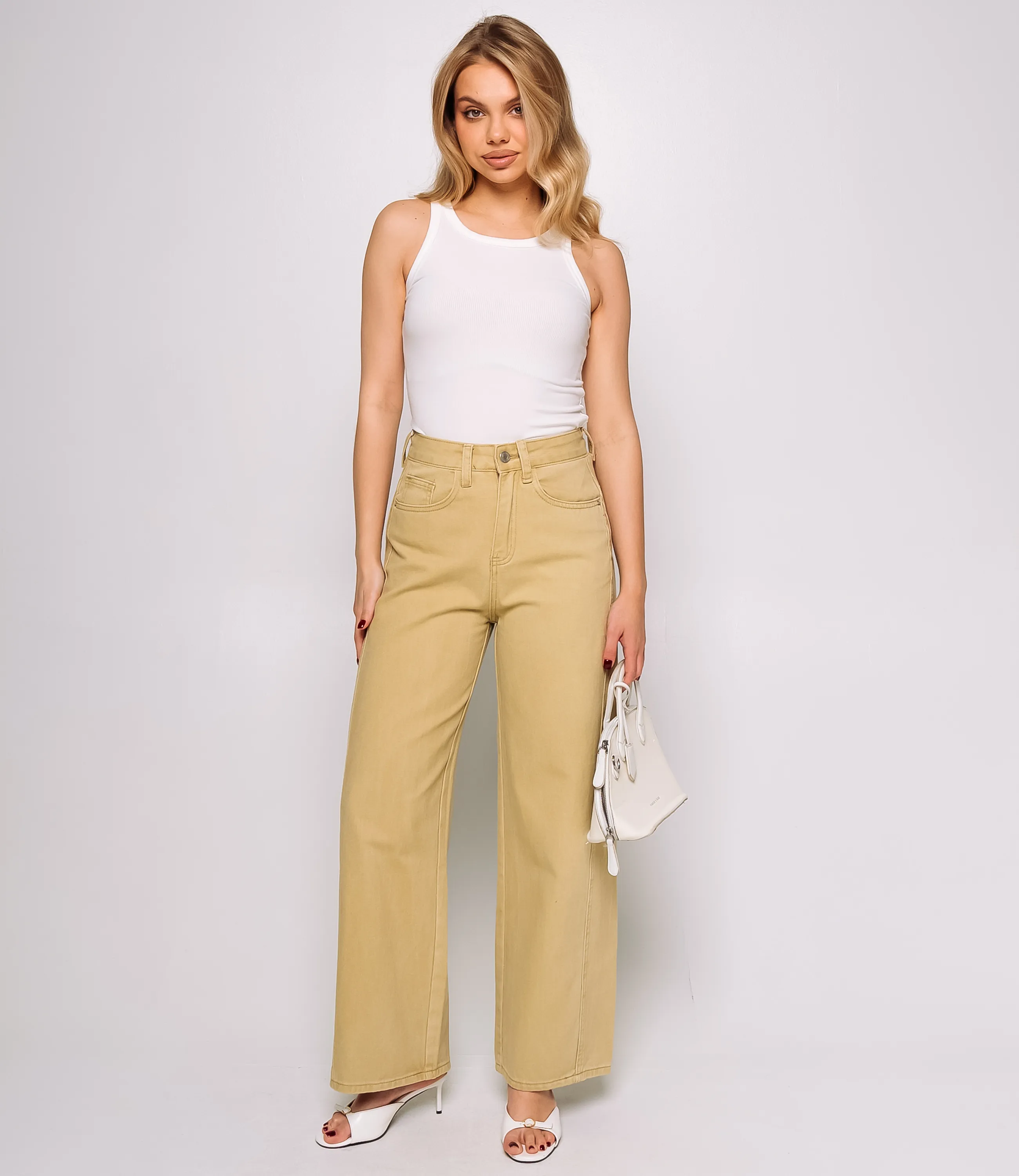 Джинсы #КТ9612, песочный - фото 1