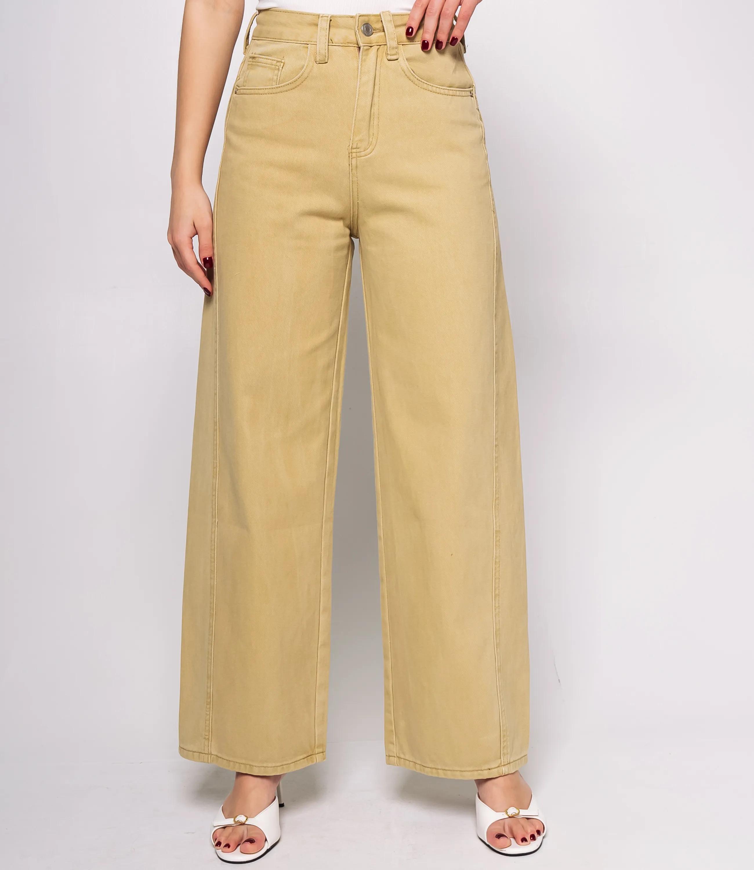 Джинсы #КТ9612, песочный - фото 2