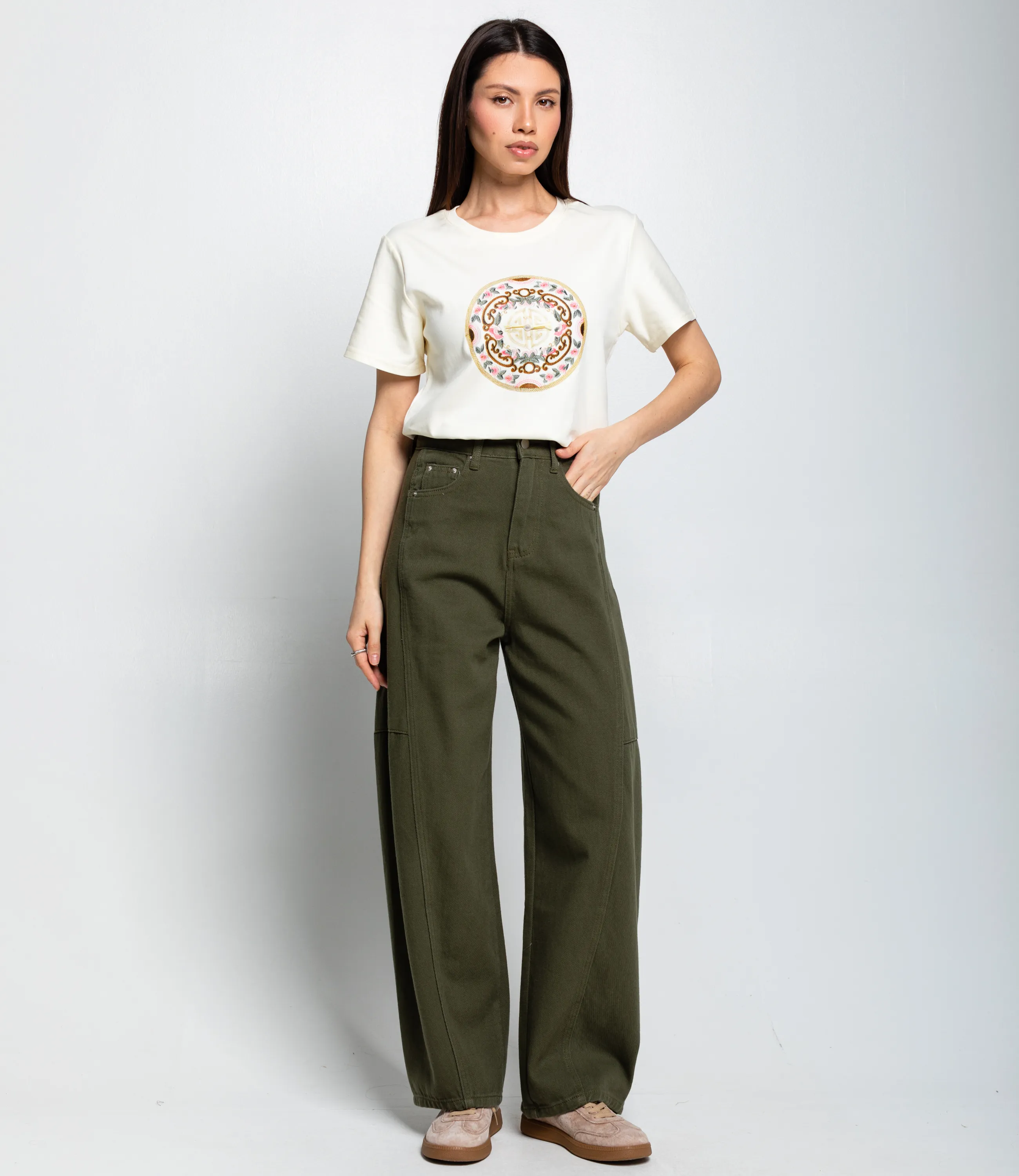 Джинсы #КТ10381, хаки - фото 1