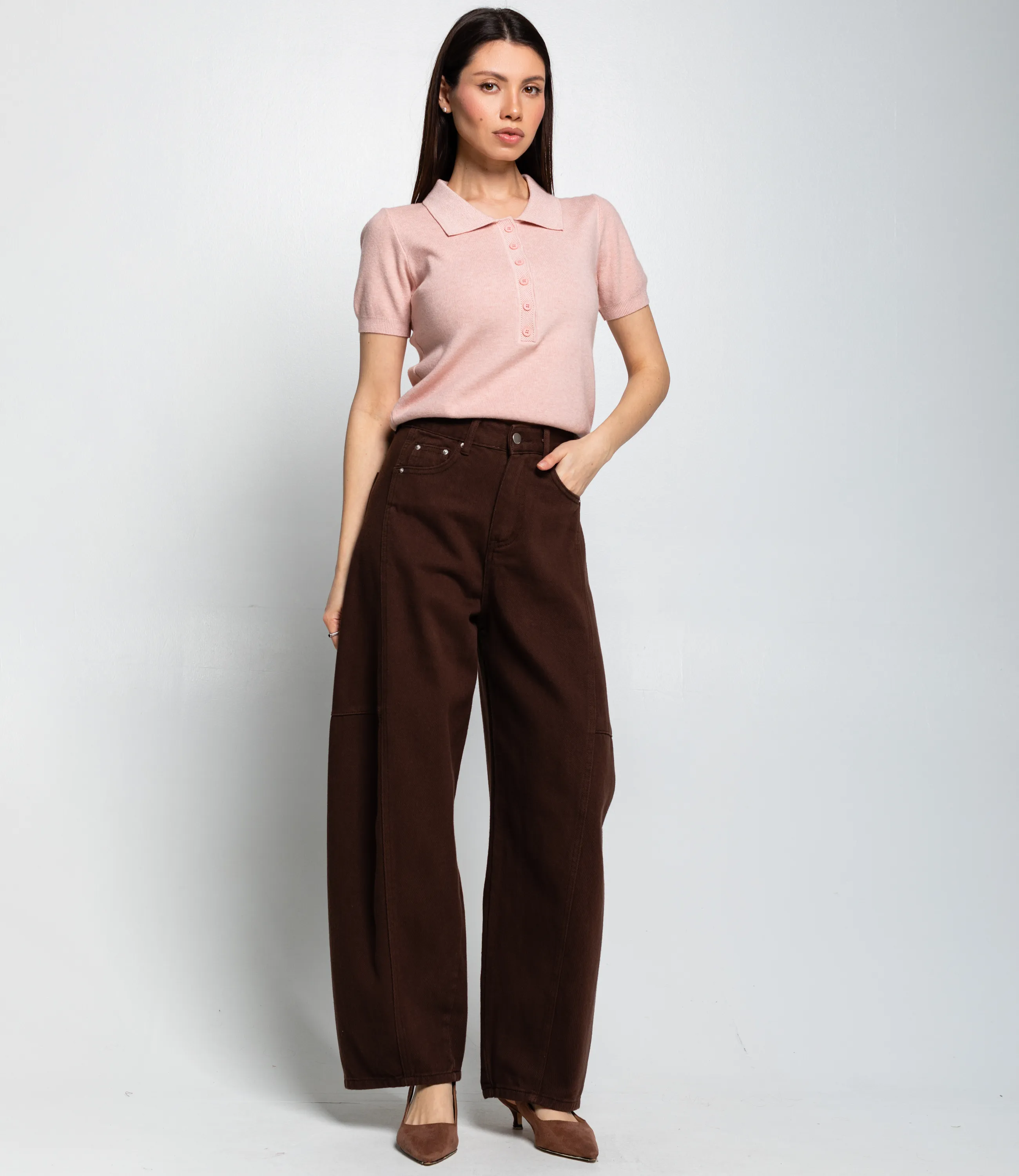 Джинсы #КТ10381, шоколадный - фото 1