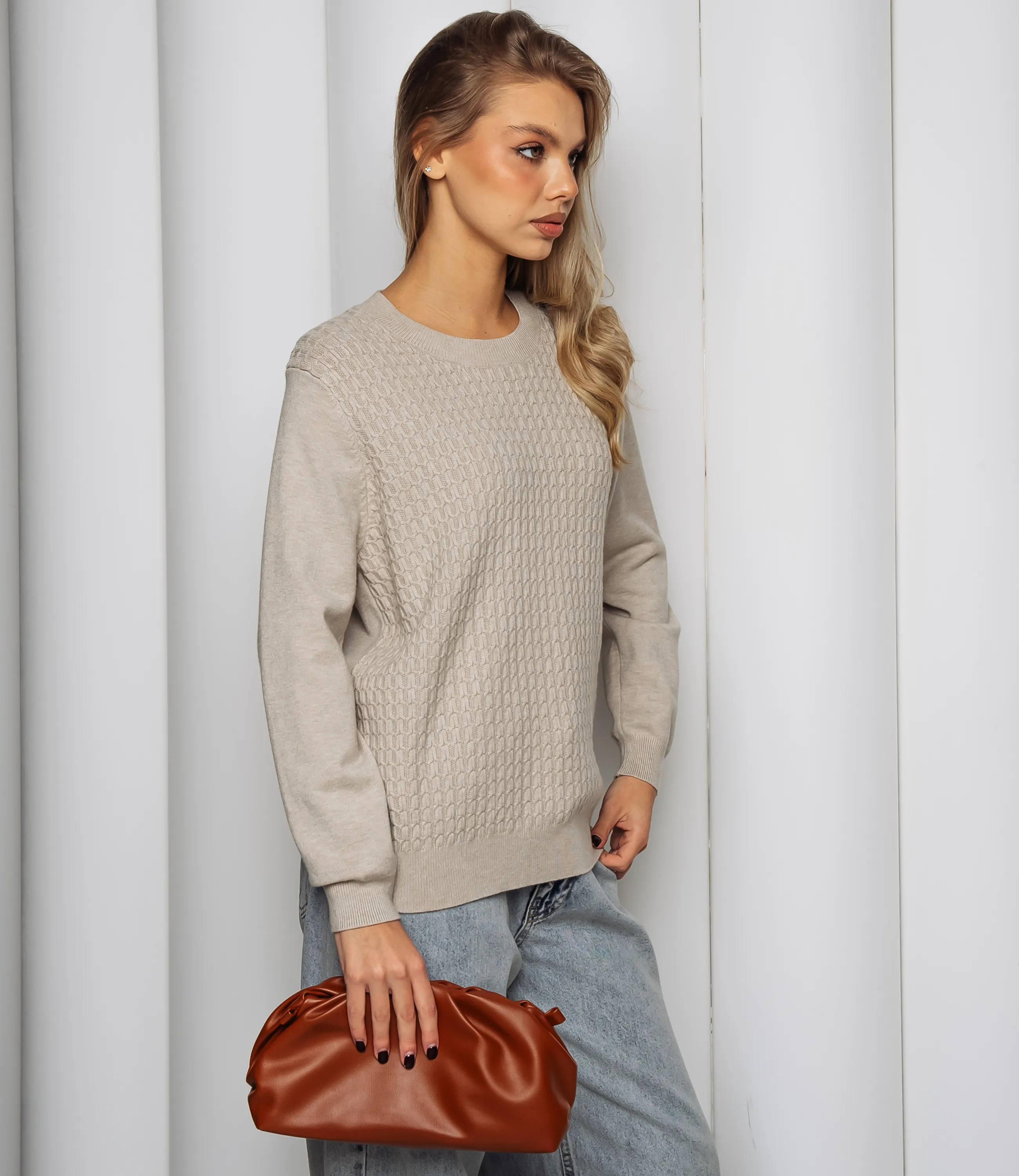 Джемпер #КТ24069, бежево-серый - фото 2