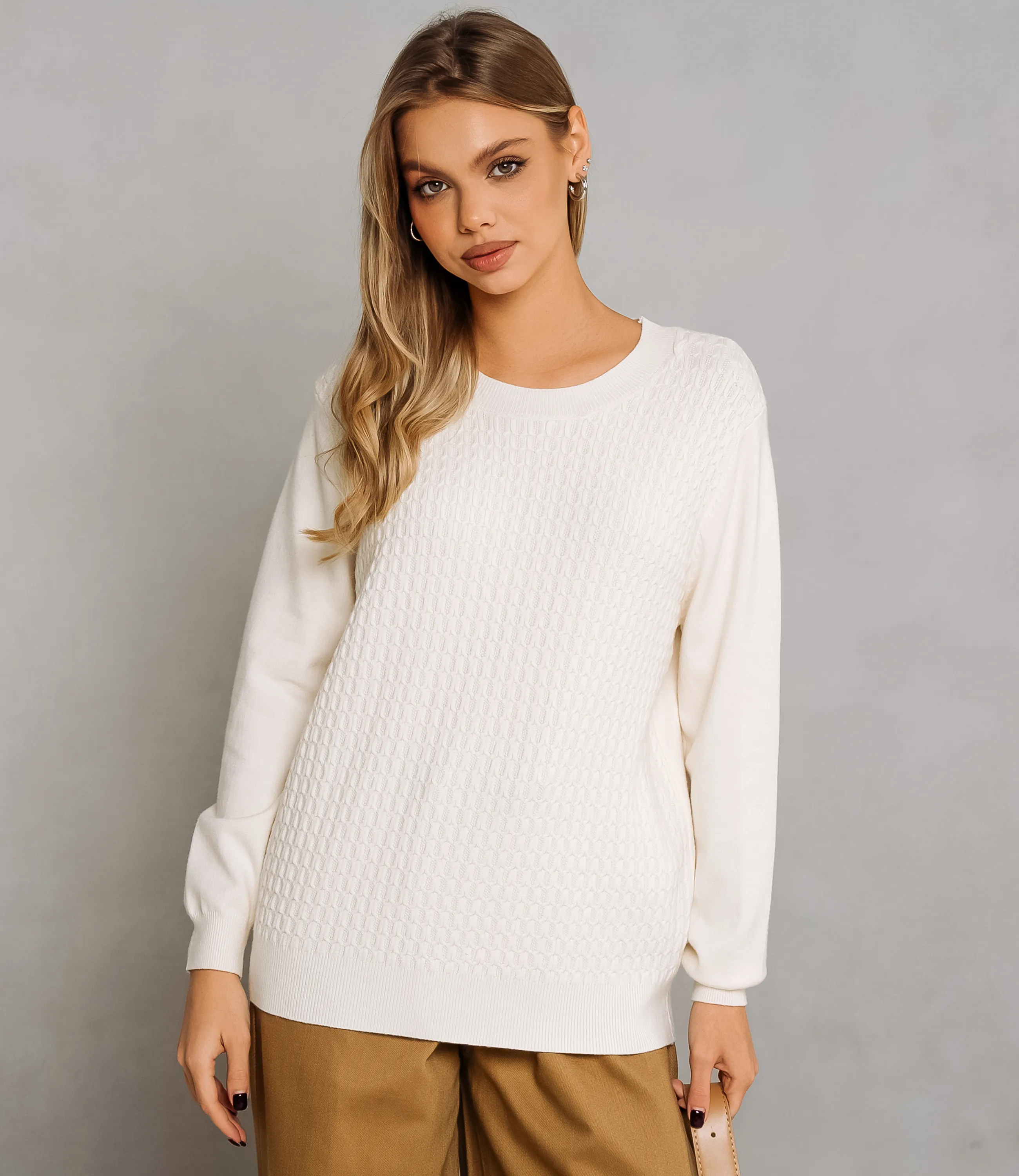 Джемпер #КТ24069, кремовый - фото 1