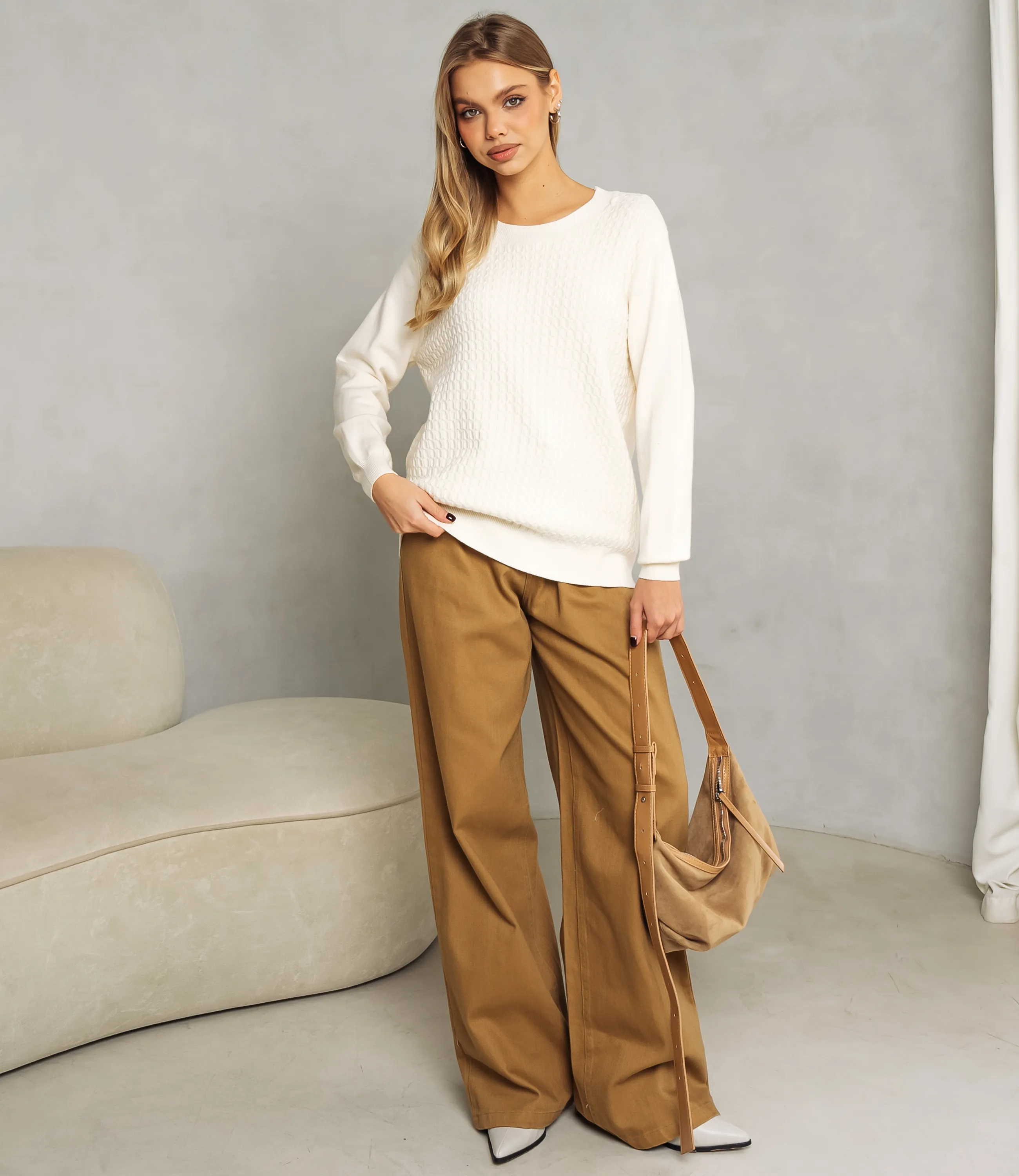 Джемпер #КТ24069, кремовый - фото 4