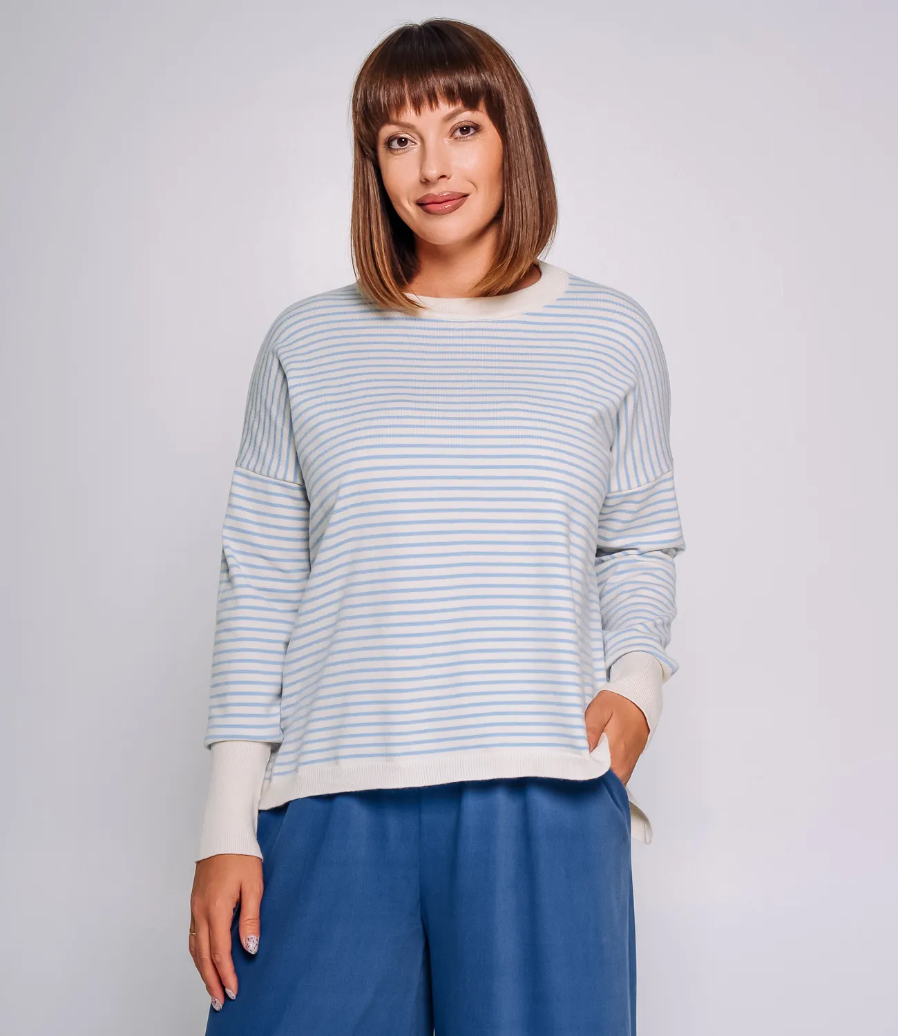 Джемпер #КТ801 (15),голубой, молочный - фото 1