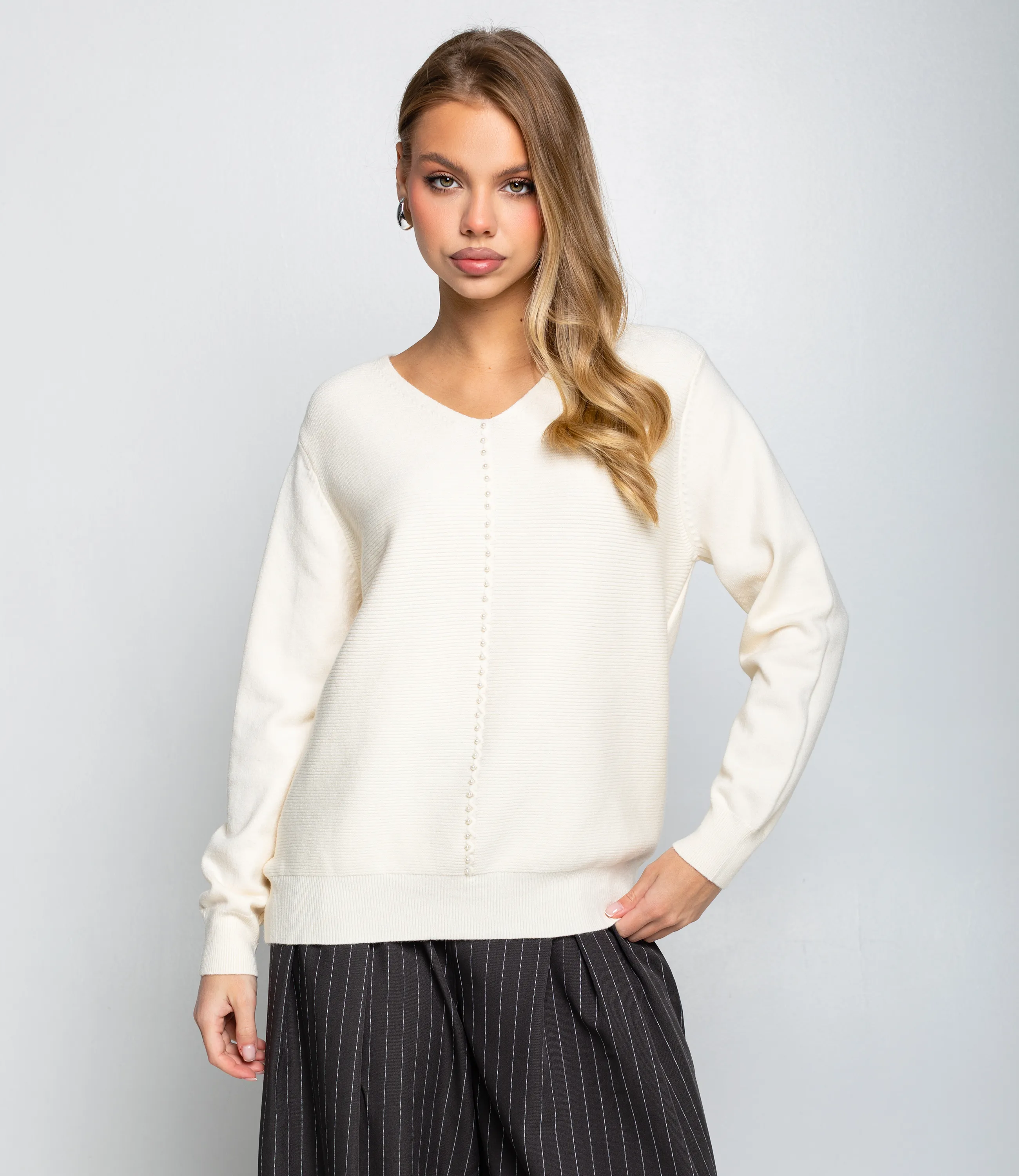 Джемпер #КТ8208, кремовый - фото 1