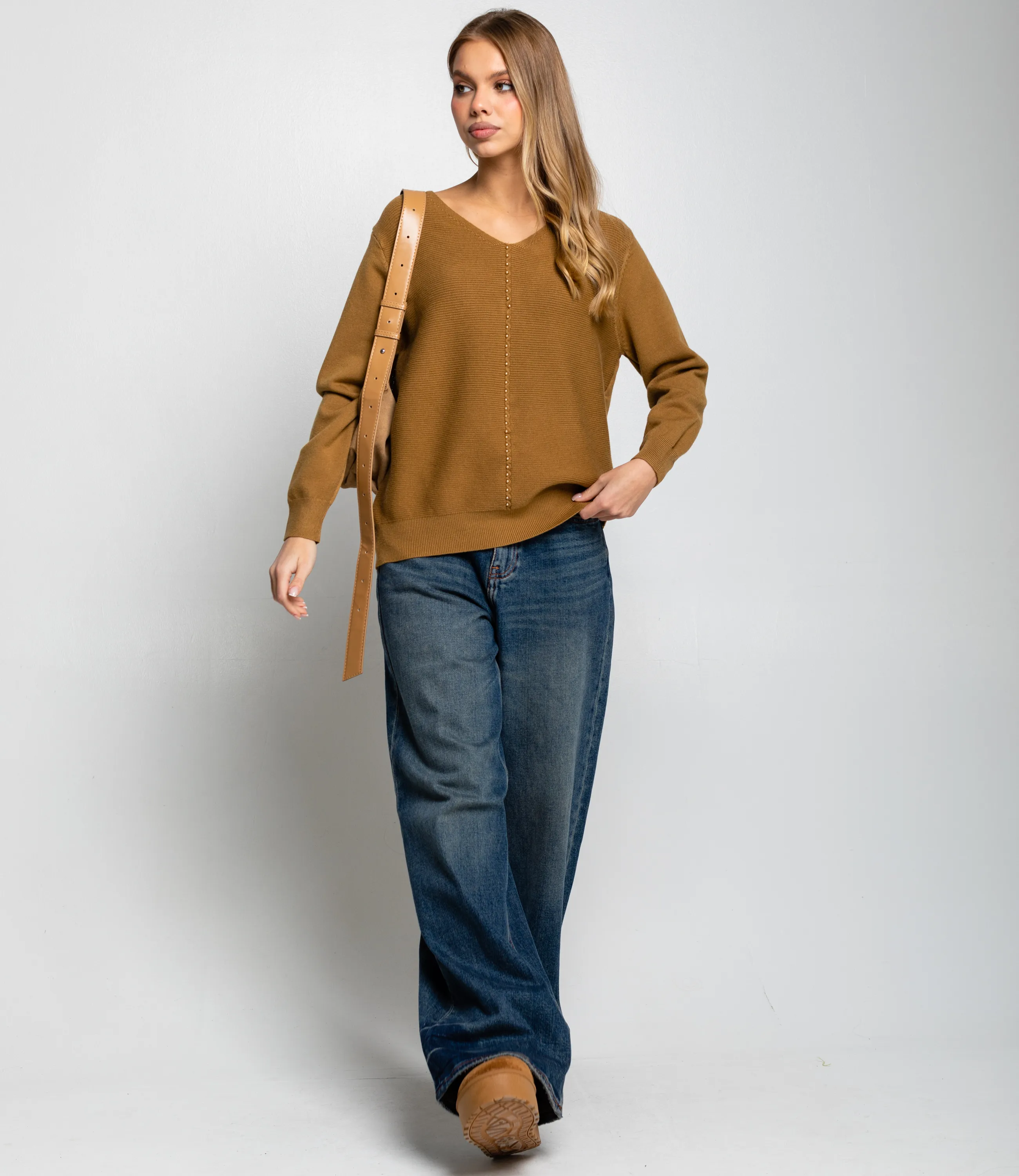 Джемпер #КТ8208, тёмно-бежевый - фото 4