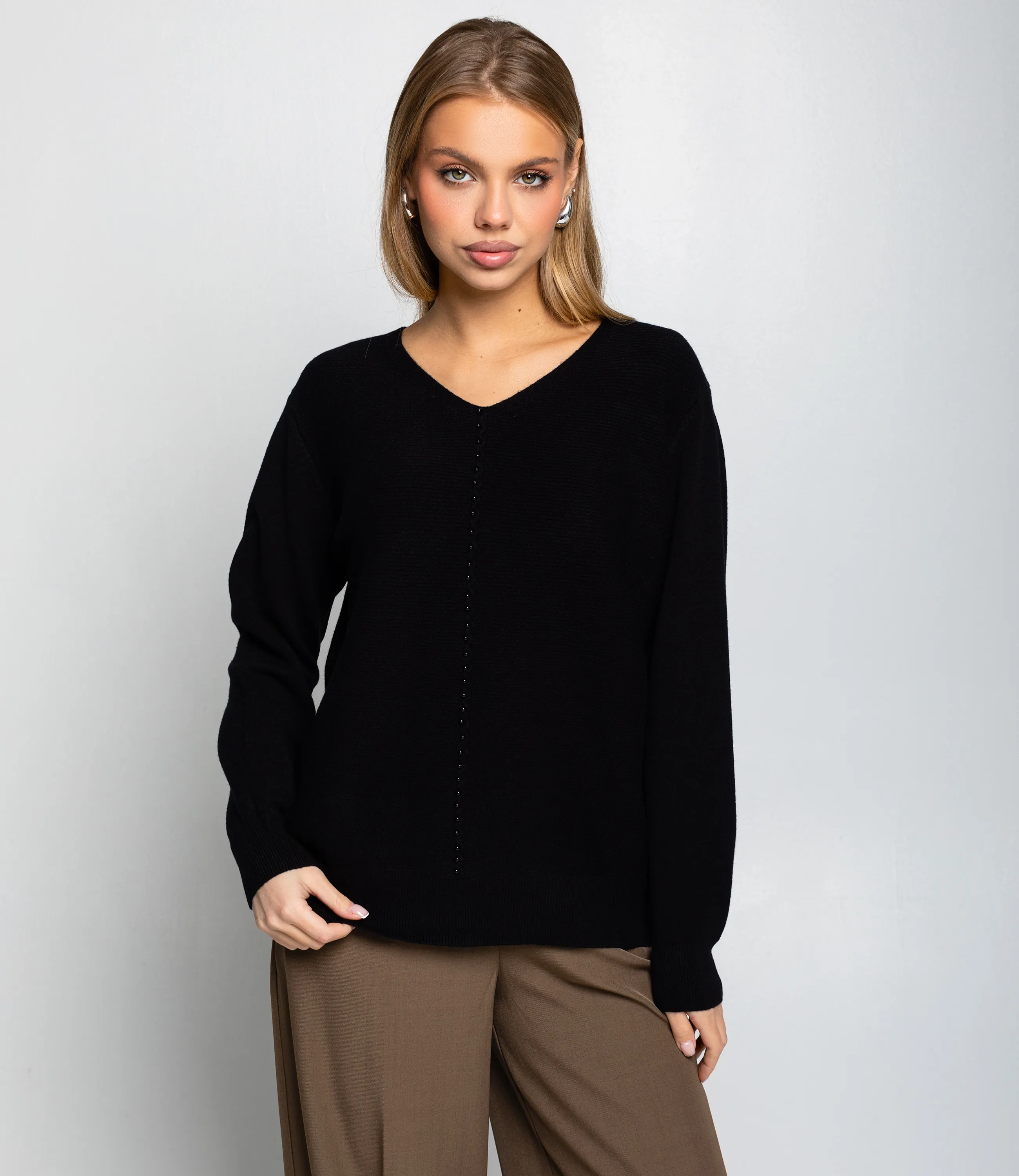 Джемпер #КТ8208, чёрный - фото 1