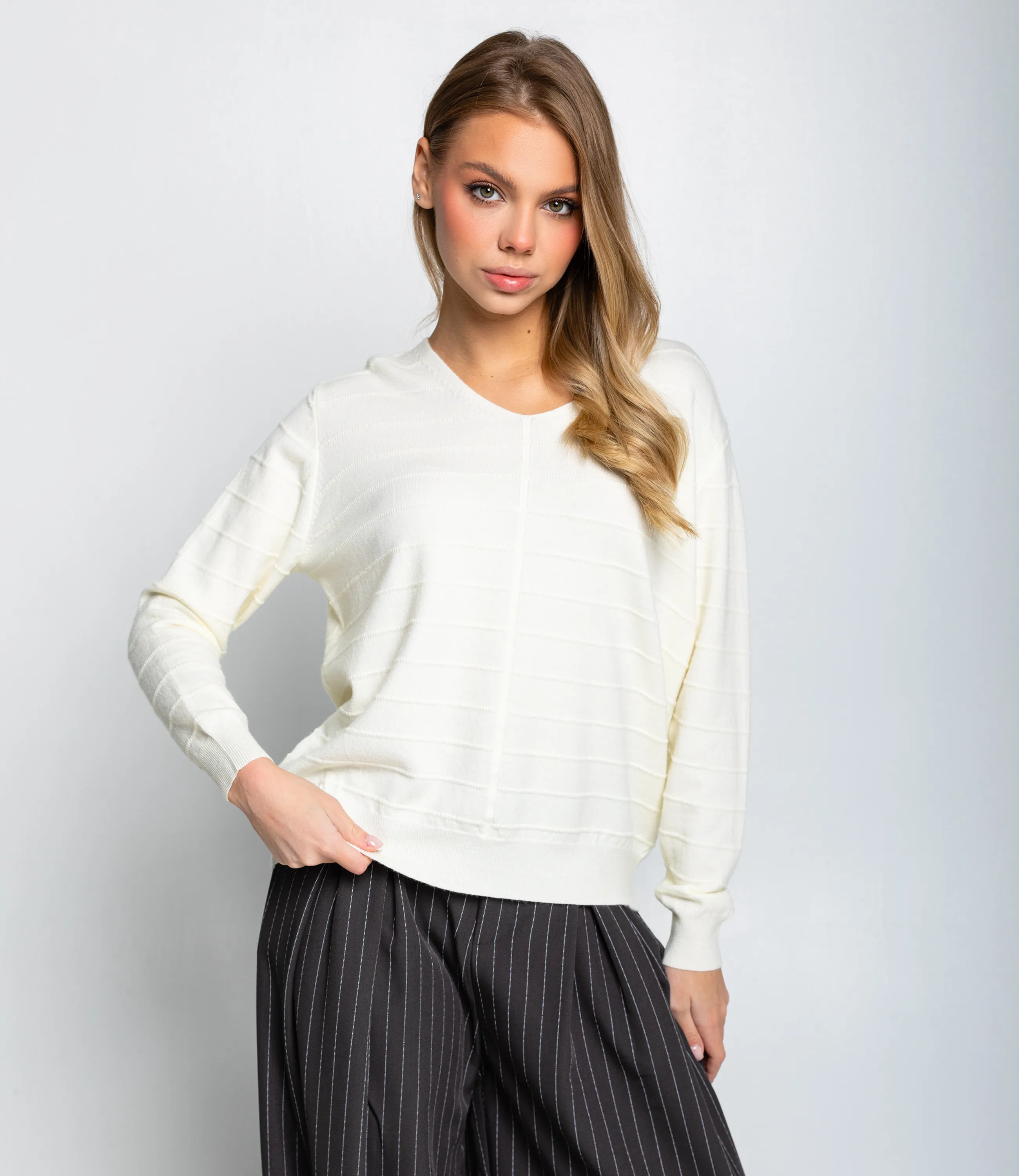 Джемпер #КТ20801, кремовый - фото 1