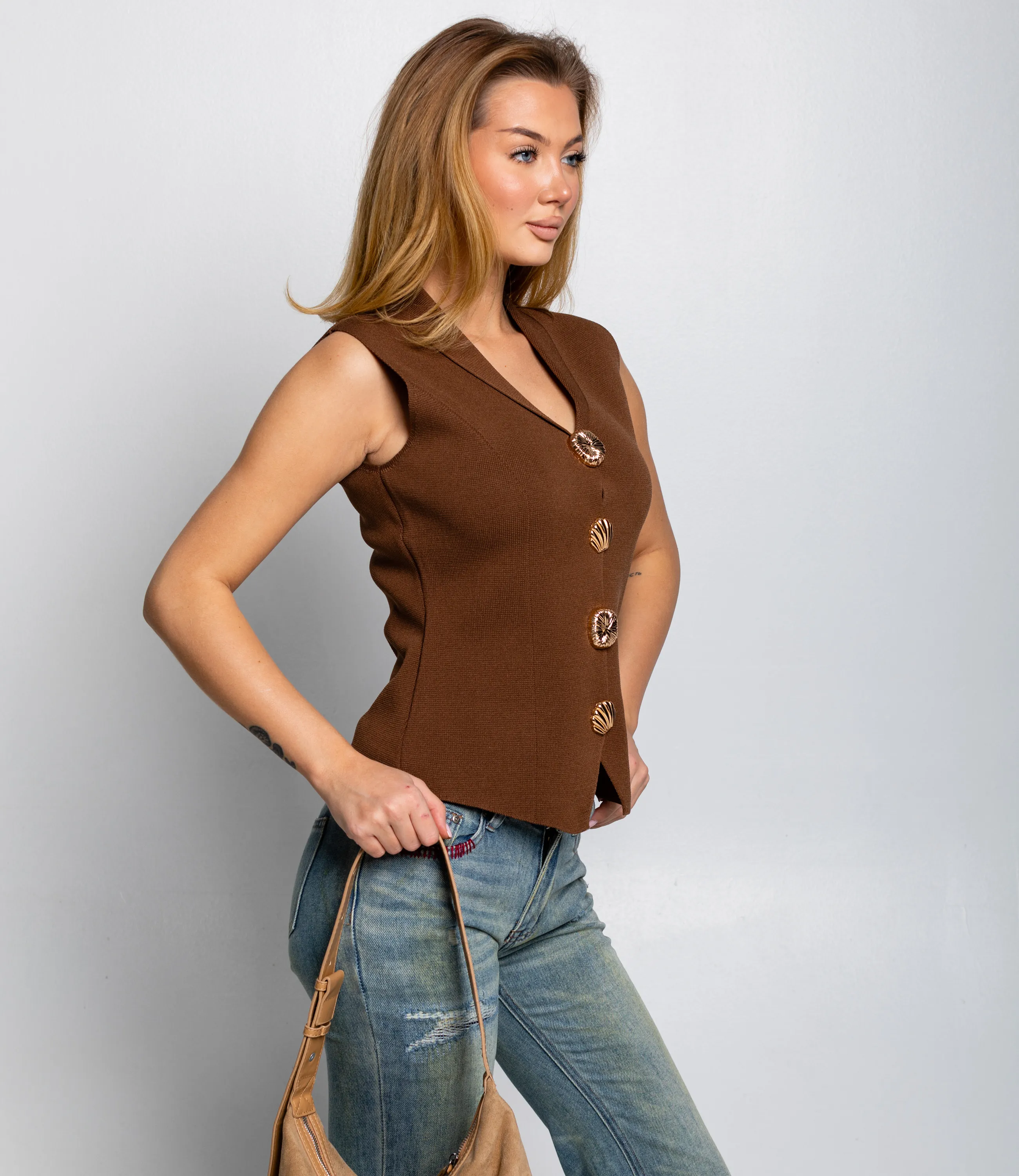 Жилет #КТ8833 (1), коричневый - фото 2