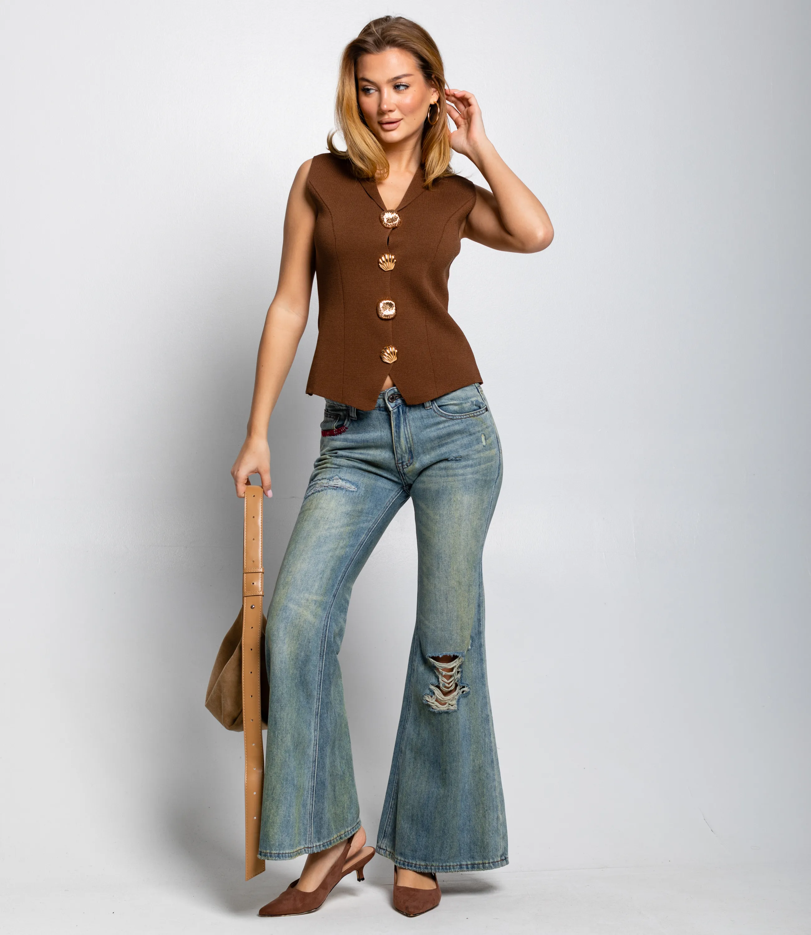 Жилет #КТ8833 (1), коричневый - фото 4