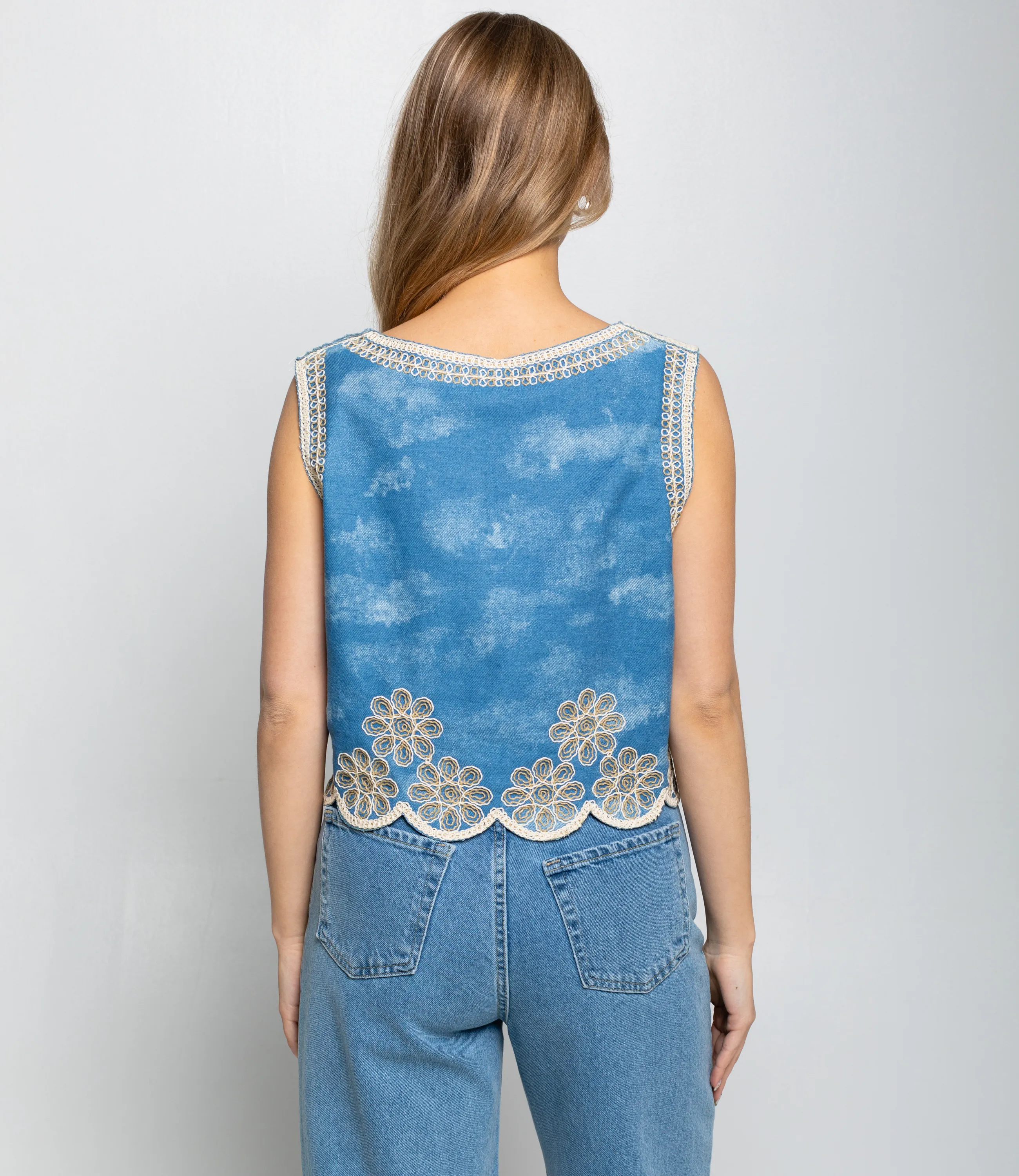 Джинсовый жилет #КТ102 (10), голубой - фото 3