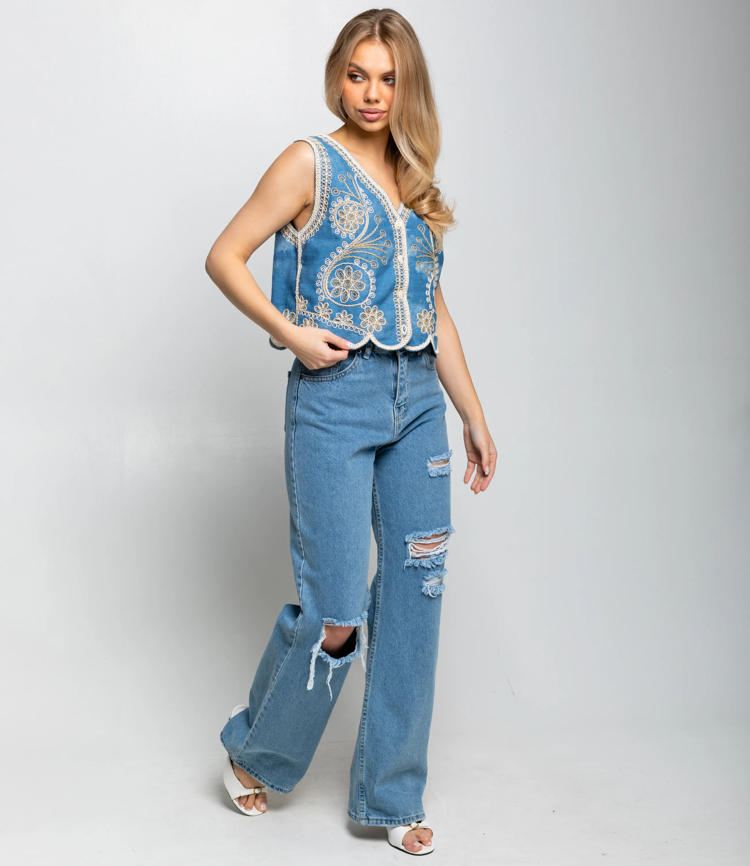 Джинсовый жилет #КТ102 (10), голубой - фото 4