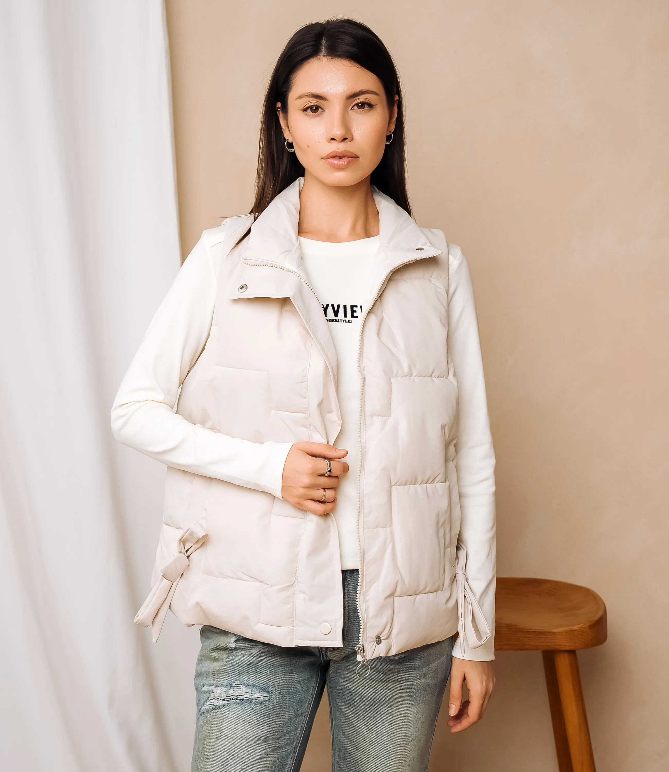 Жилет #КТ2391, бежевый - фото 1